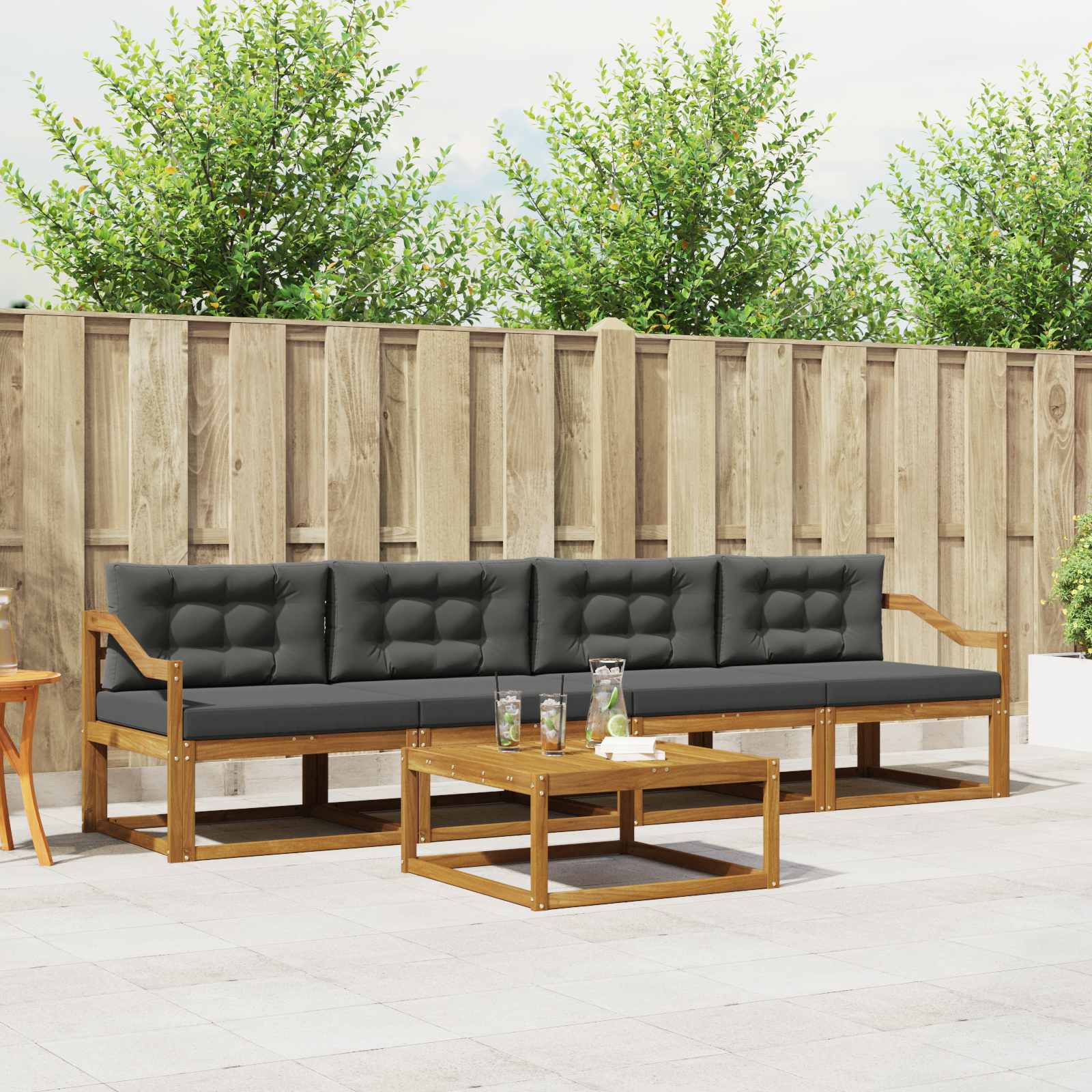 Set vanjskih sofa s jastukom 5 pcs Prirodna i antracit