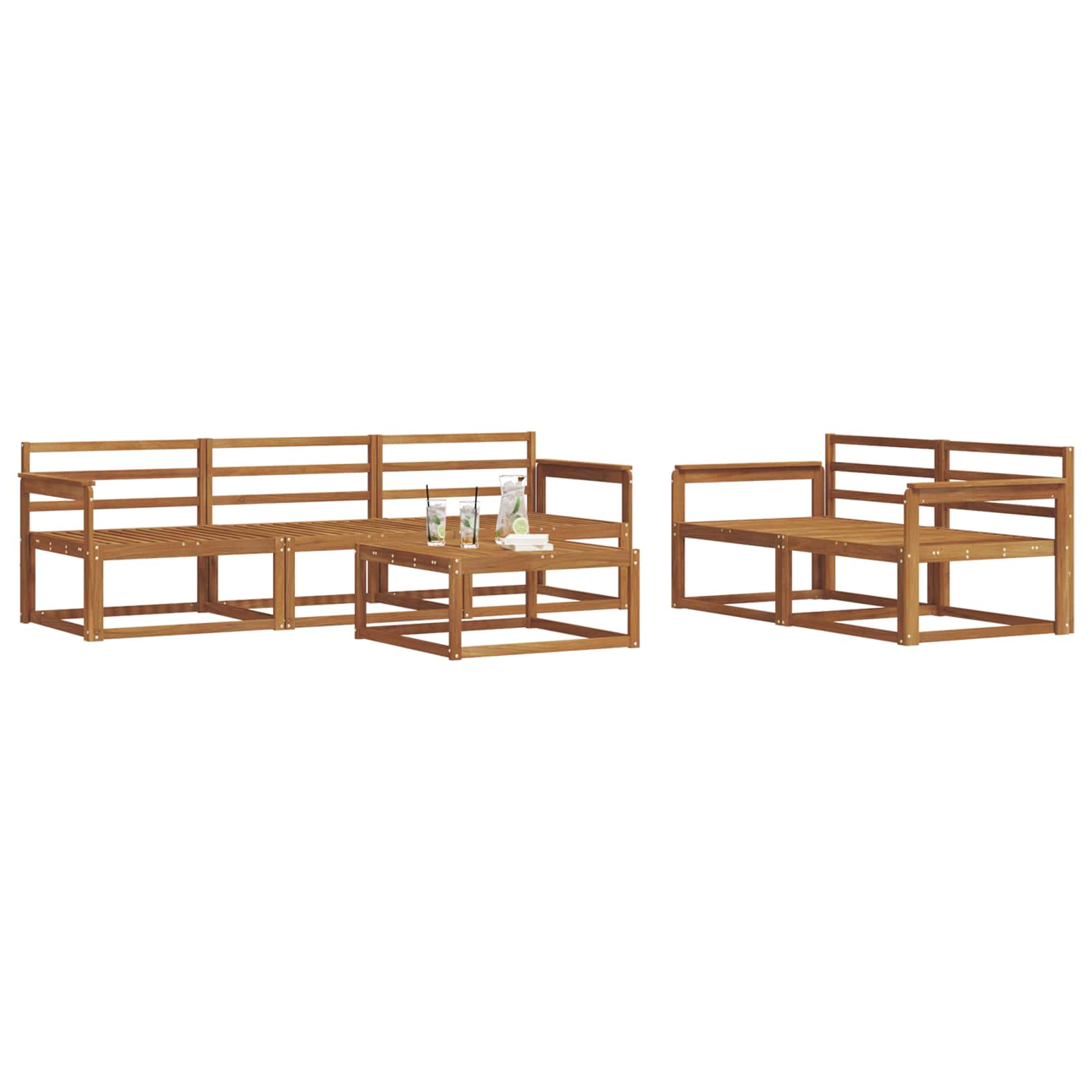 Set vanjskih sofa 6 pcs Prirodna Čvrsto drvo akacije