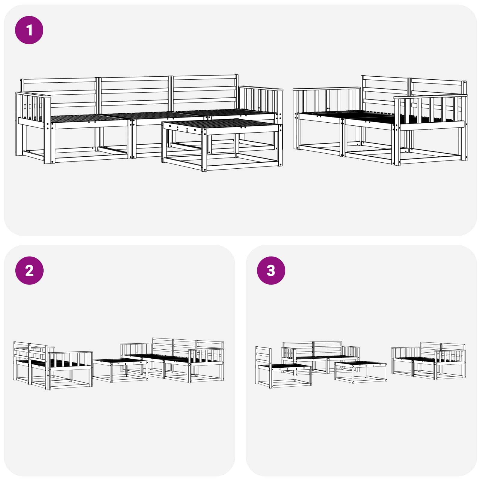 Set vanjskih sofa 6 pcs Prirodna Čvrsto drvo akacije