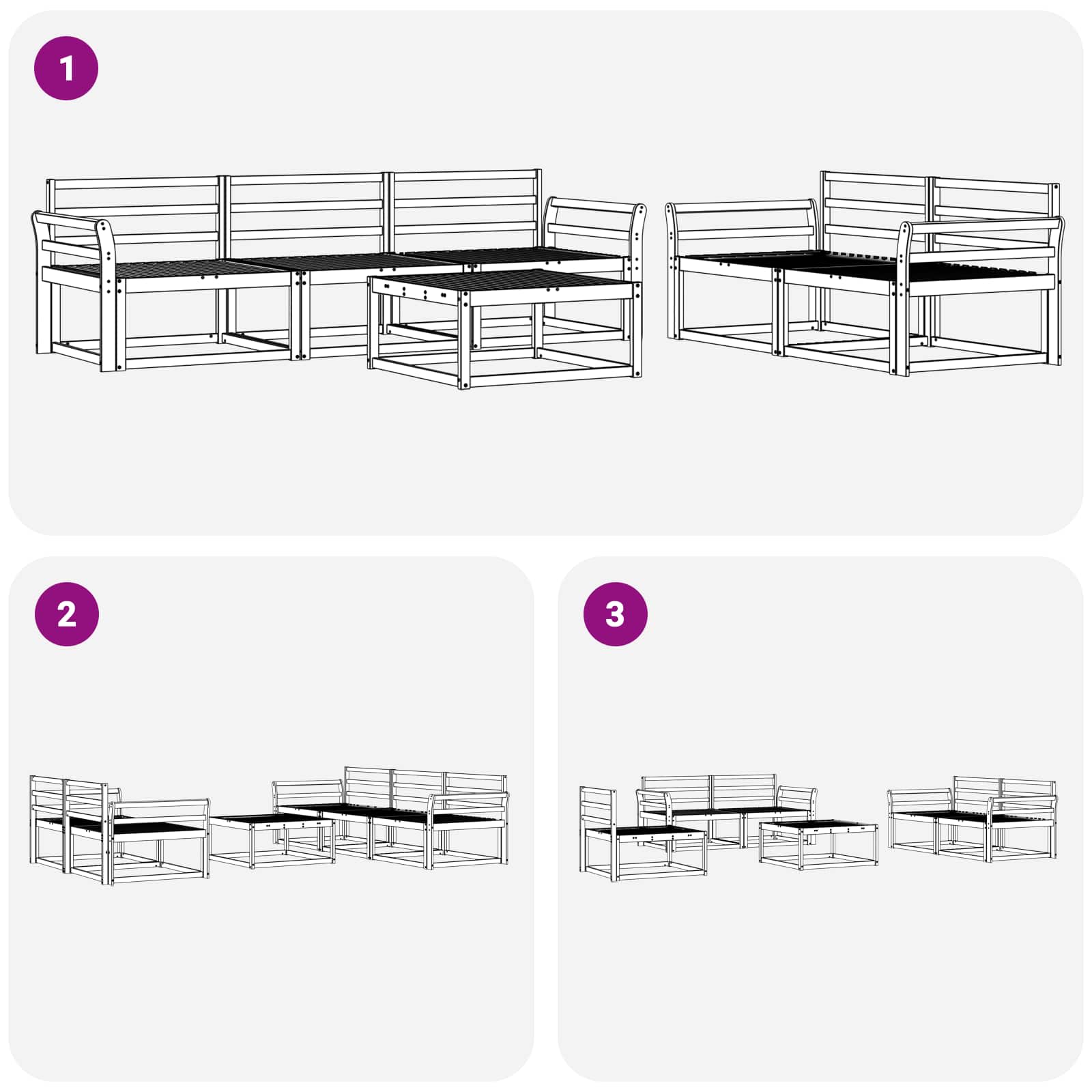 Set vanjskih sofa 6 pcs Prirodna Čvrsto drvo akacije