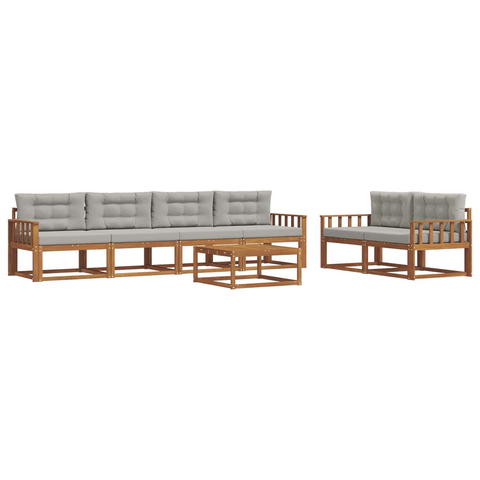 Set vanjskih sofa 7 pcs Prirodna i svijetlo siva