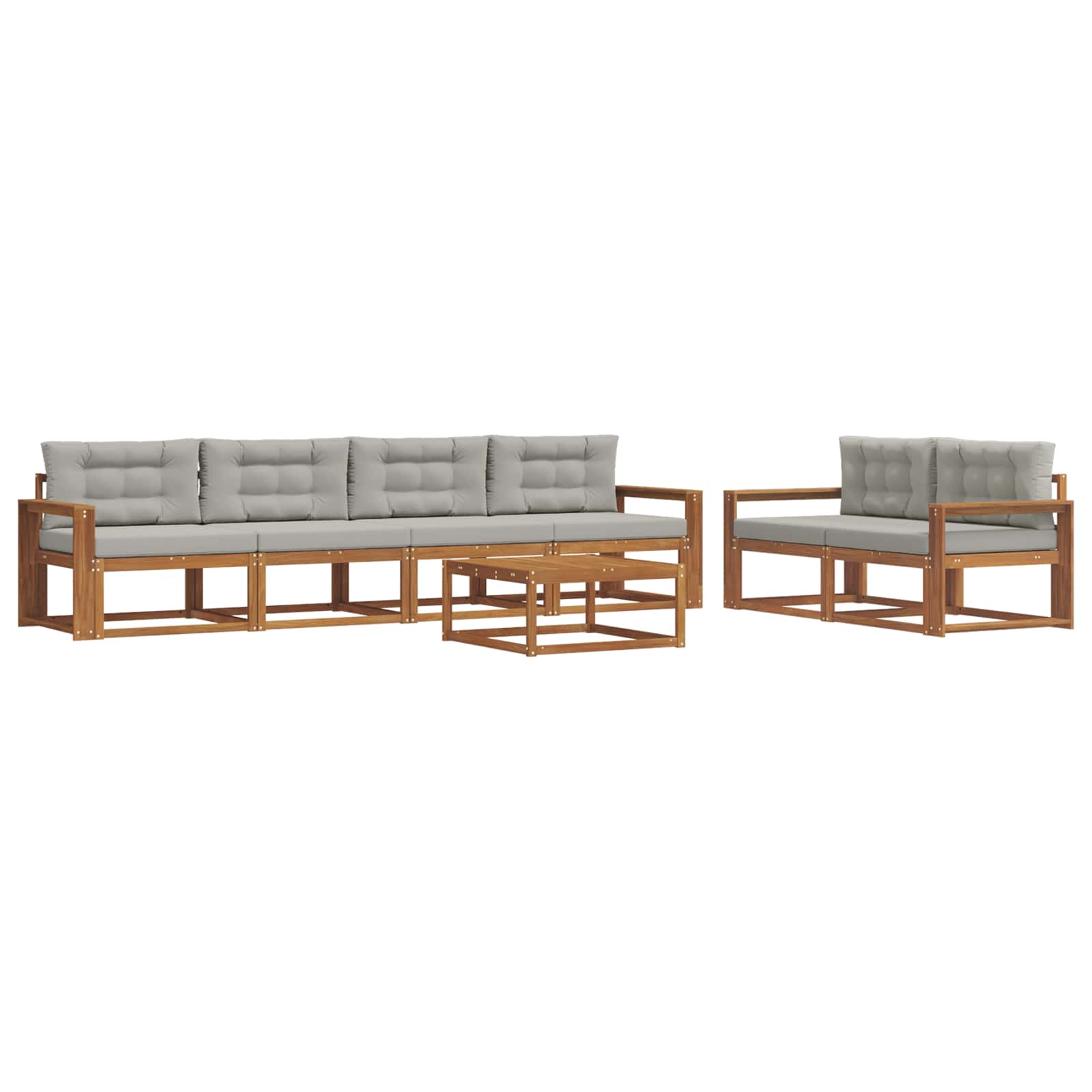 Set vanjskih sofa 7 pcs Prirodna i svijetlo siva