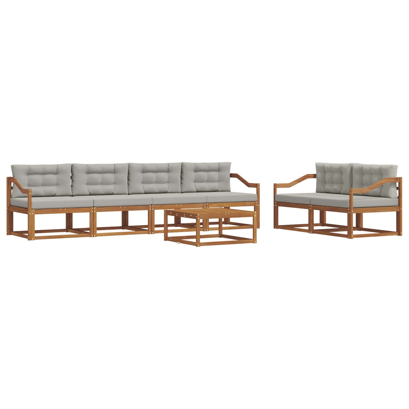 Set vanjskih sofa 7 pcs Prirodna i svijetlo siva