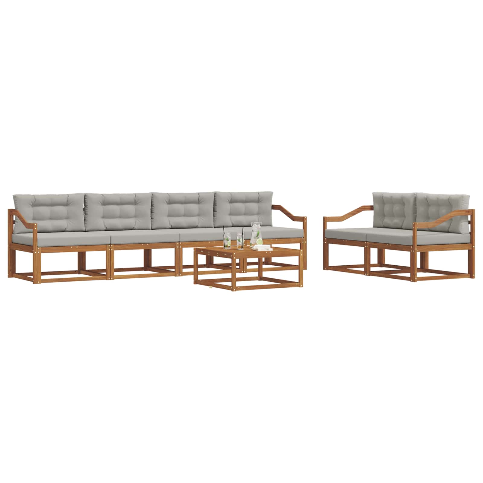 Set vanjskih sofa 7 pcs Prirodna i svijetlo siva