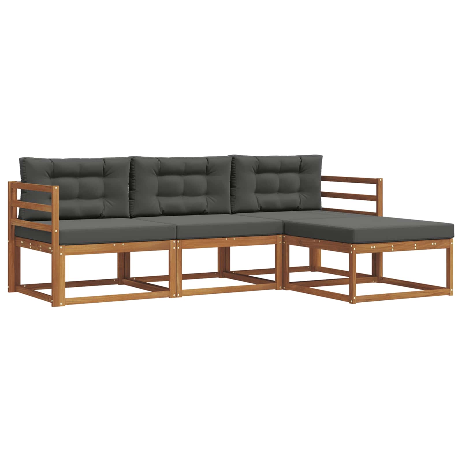 Set vanjskih sofa s jastukom 4 pcs Prirodna i antracit