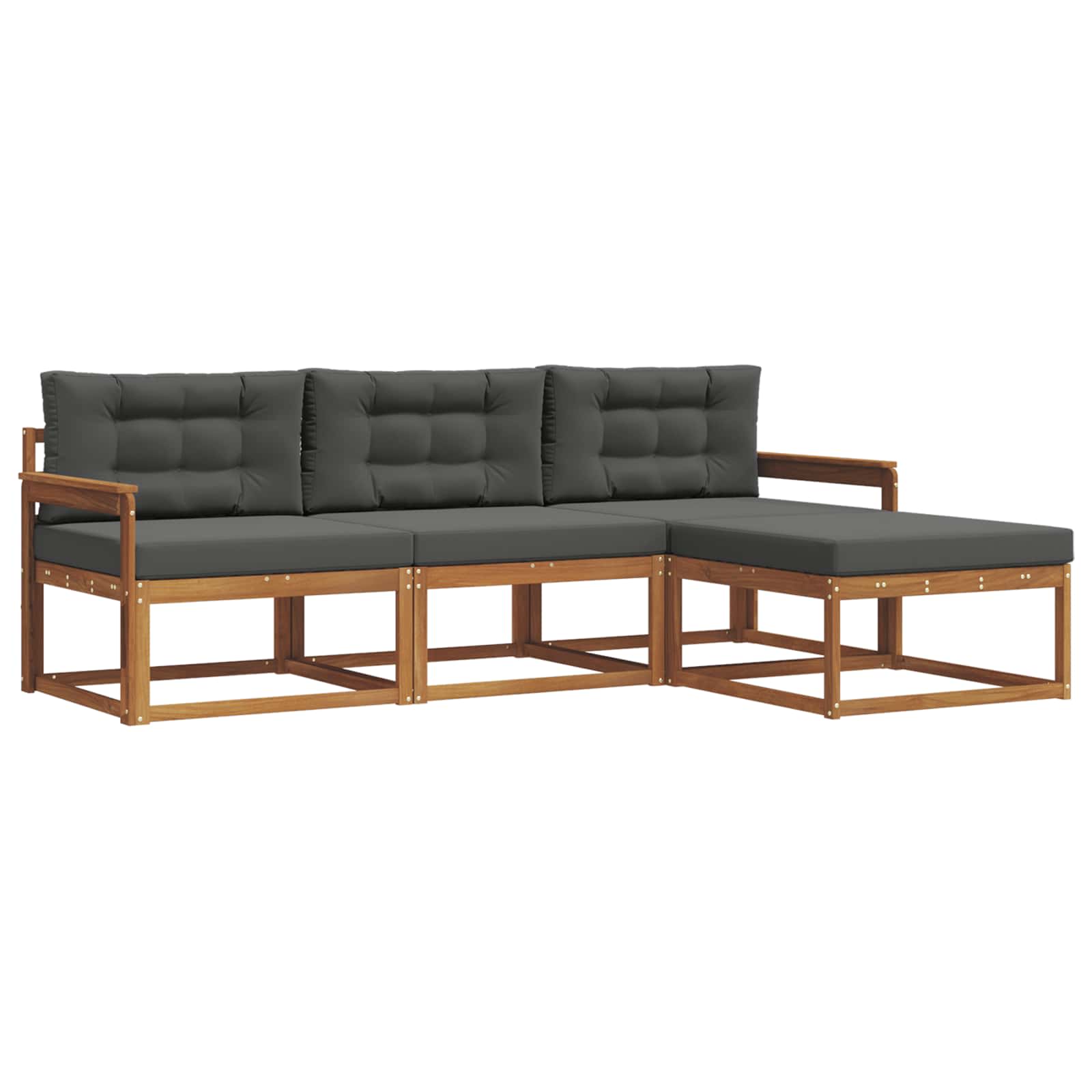 Set vanjskih sofa s jastukom 4 pcs Prirodna i antracit