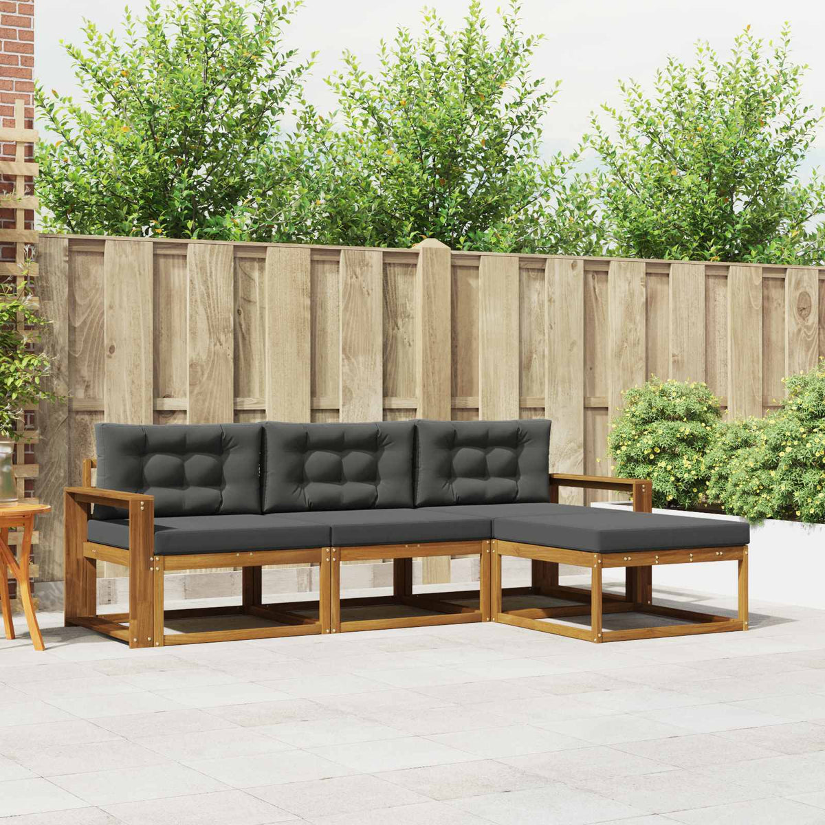 Set vanjskih sofa 4 kom. Prirodna i antracit Smeđa 257,5 x 162,5 x 73 cm