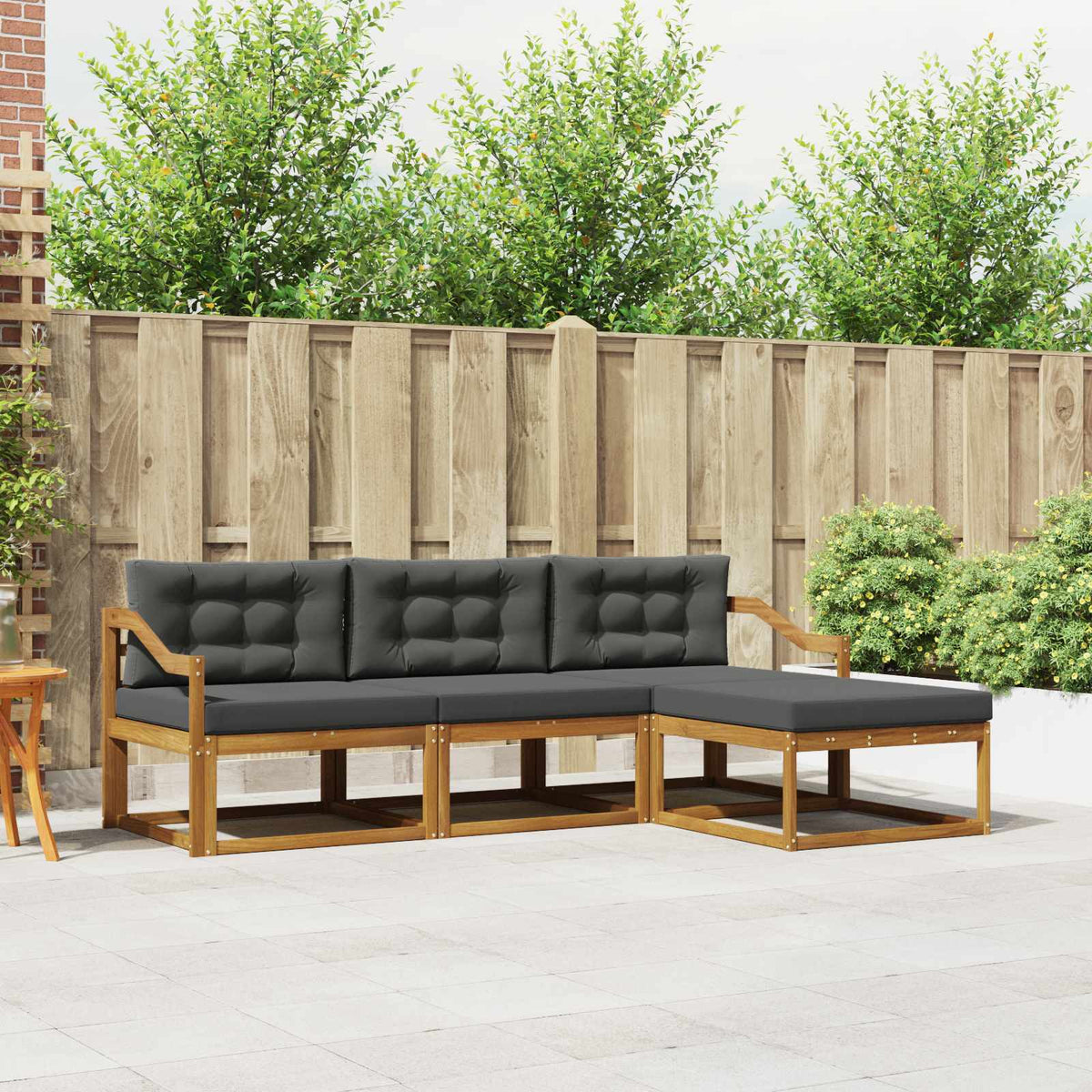 Set vanjskih sofa 4 kom. Prirodna i antracit Smeđa 245,5 x 162,5 x 73 cm