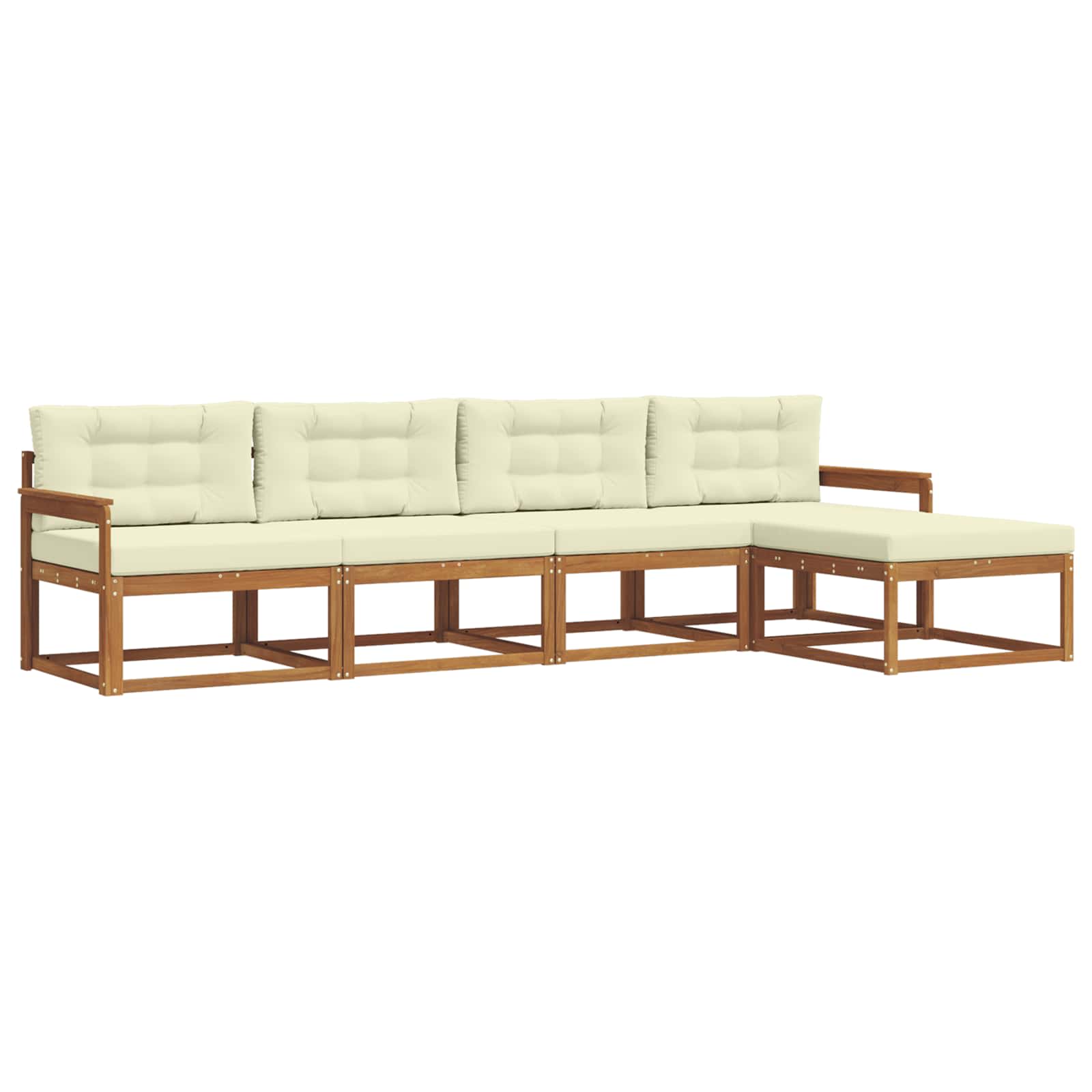 Set vanjskih sofa s jastukom 5 pcs Prirodna i krem