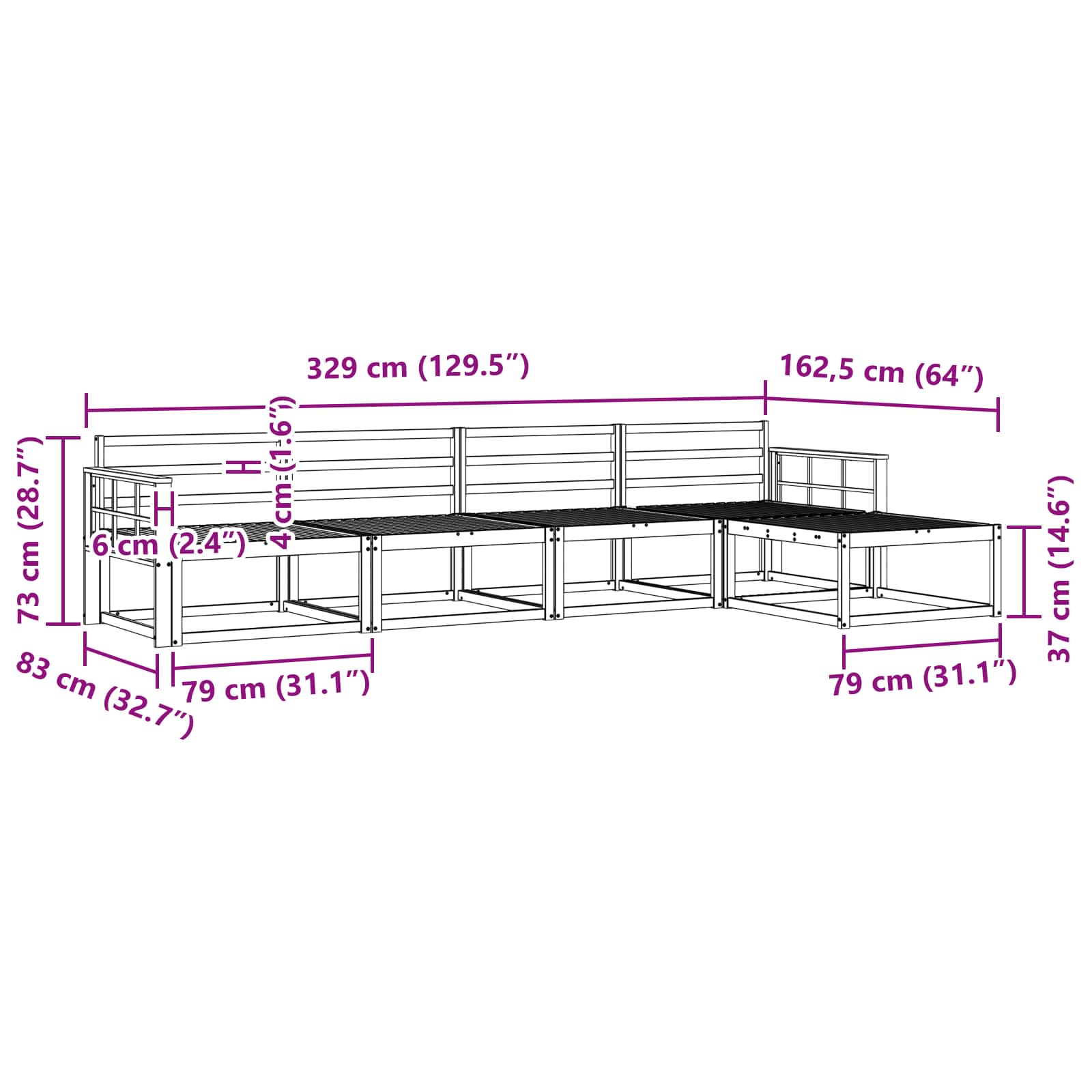 Set vanjskih sofa 5 pcs Prirodna Čvrsto drvo akacije