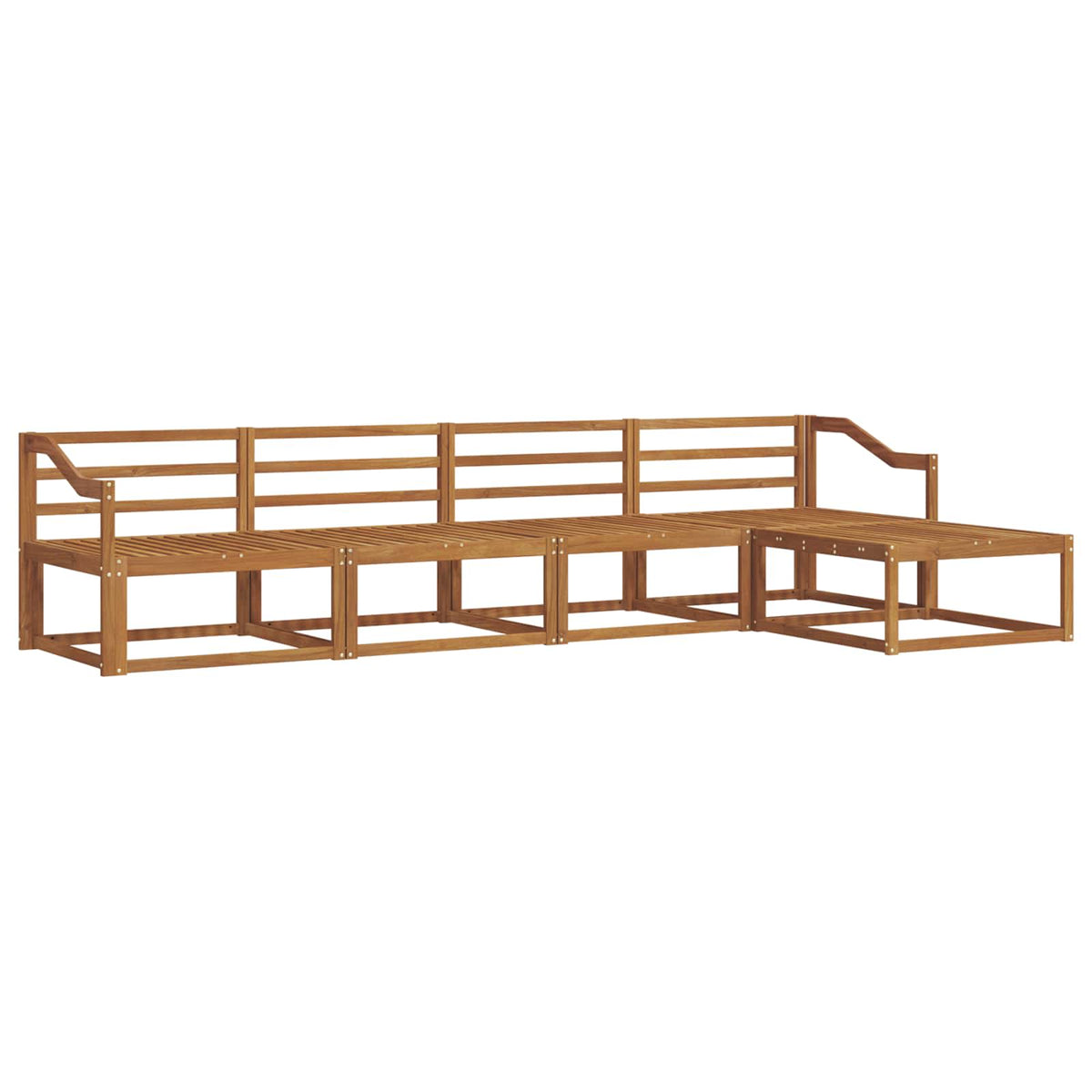 Set vanjskih sofa 5 kom. Prirodna Čvrsto drvo akacije Smeđa 325 x 162,5 x 73 cm
