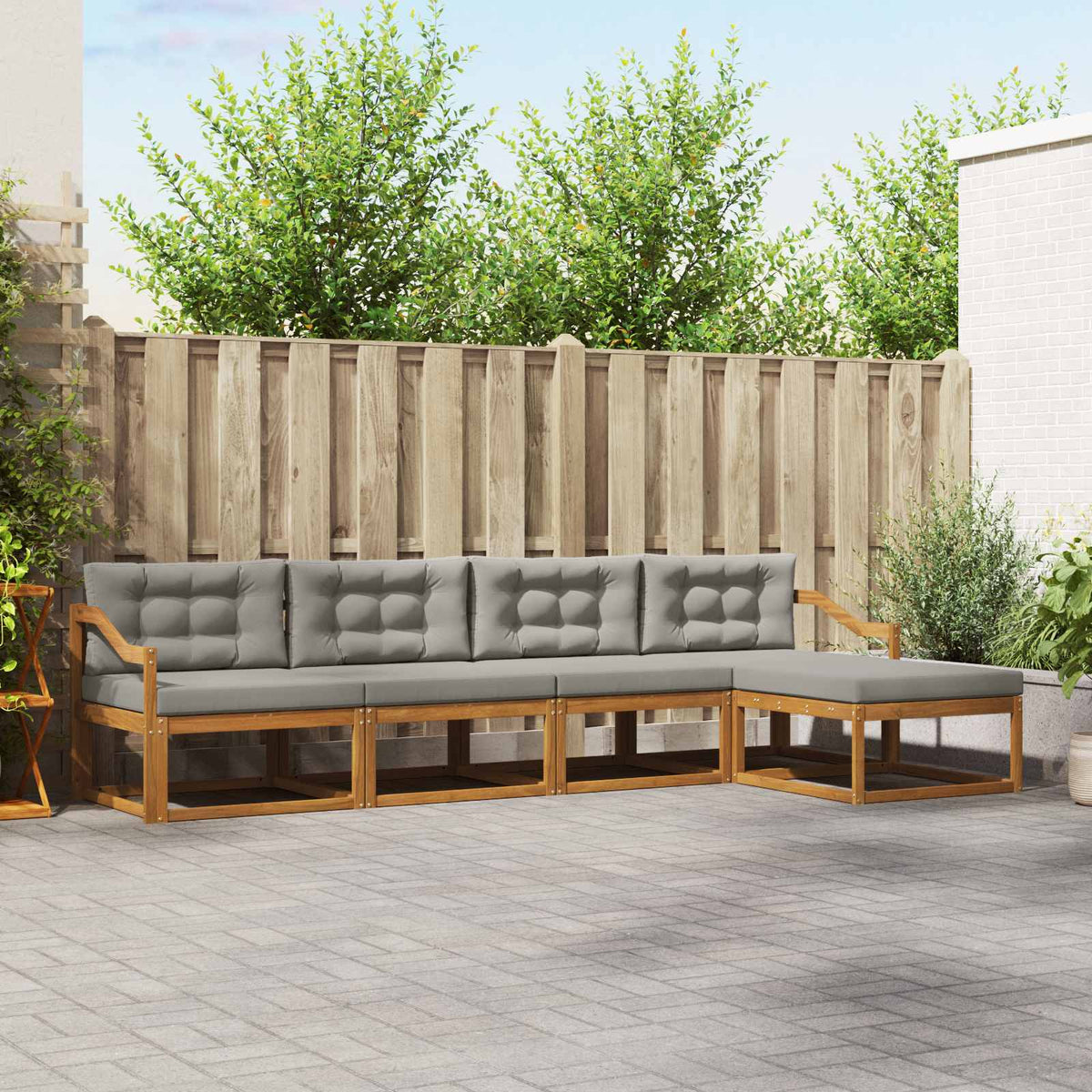 Set vanjskih sofa 5 kom. Prirodna i svijetlo siva Smeđa 325 x 162,5 x 73 cm