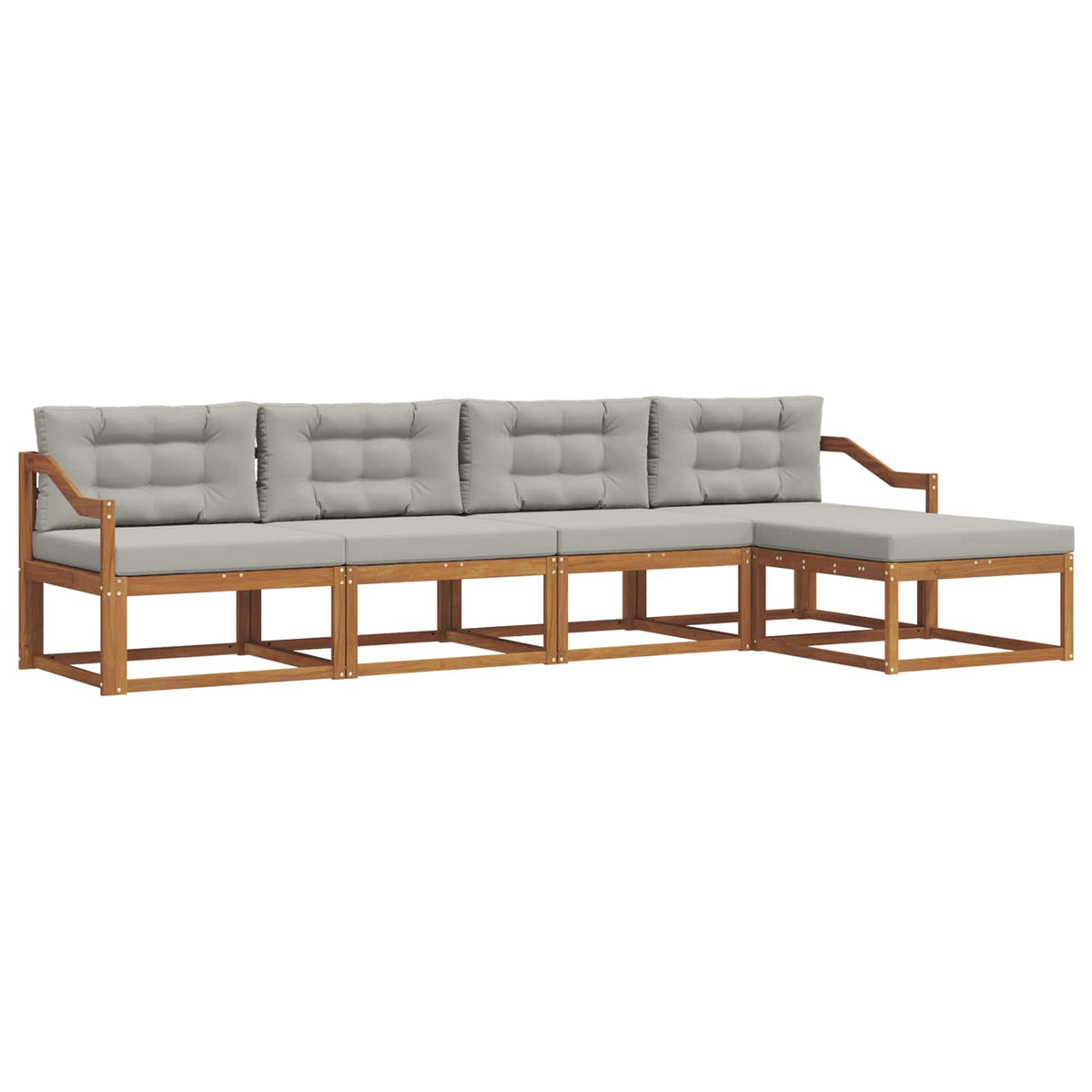 Set vanjskih sofa 5 kom. Prirodna i svijetlo siva Smeđa 325 x 162,5 x 73 cm