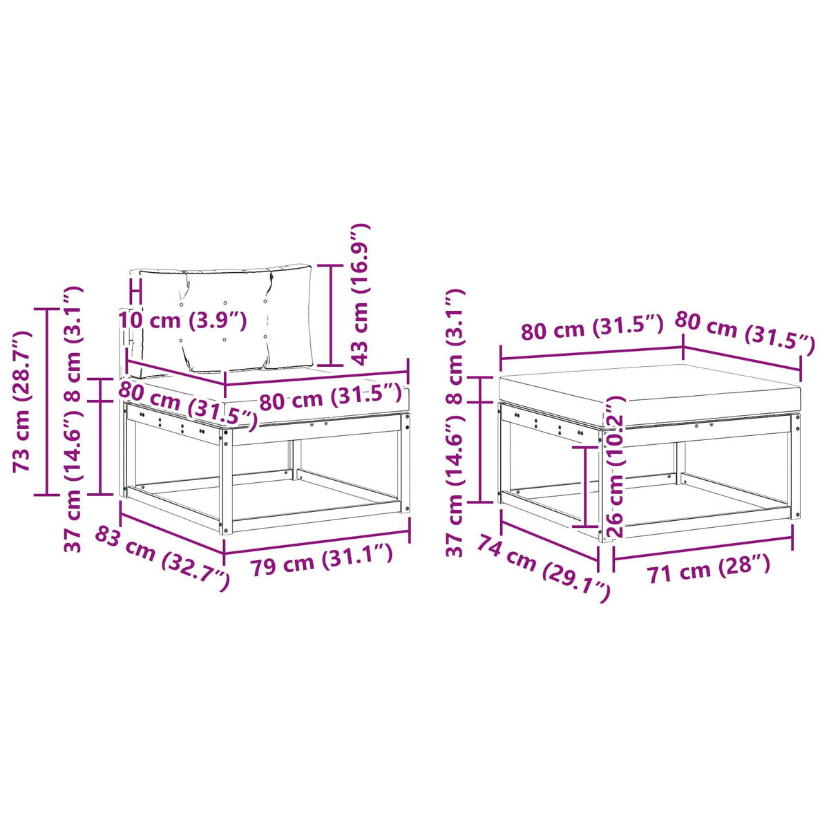 Set vanjskih sofa 5 kom. Prirodna i svijetlo siva Smeđa 325 x 162,5 x 73 cm