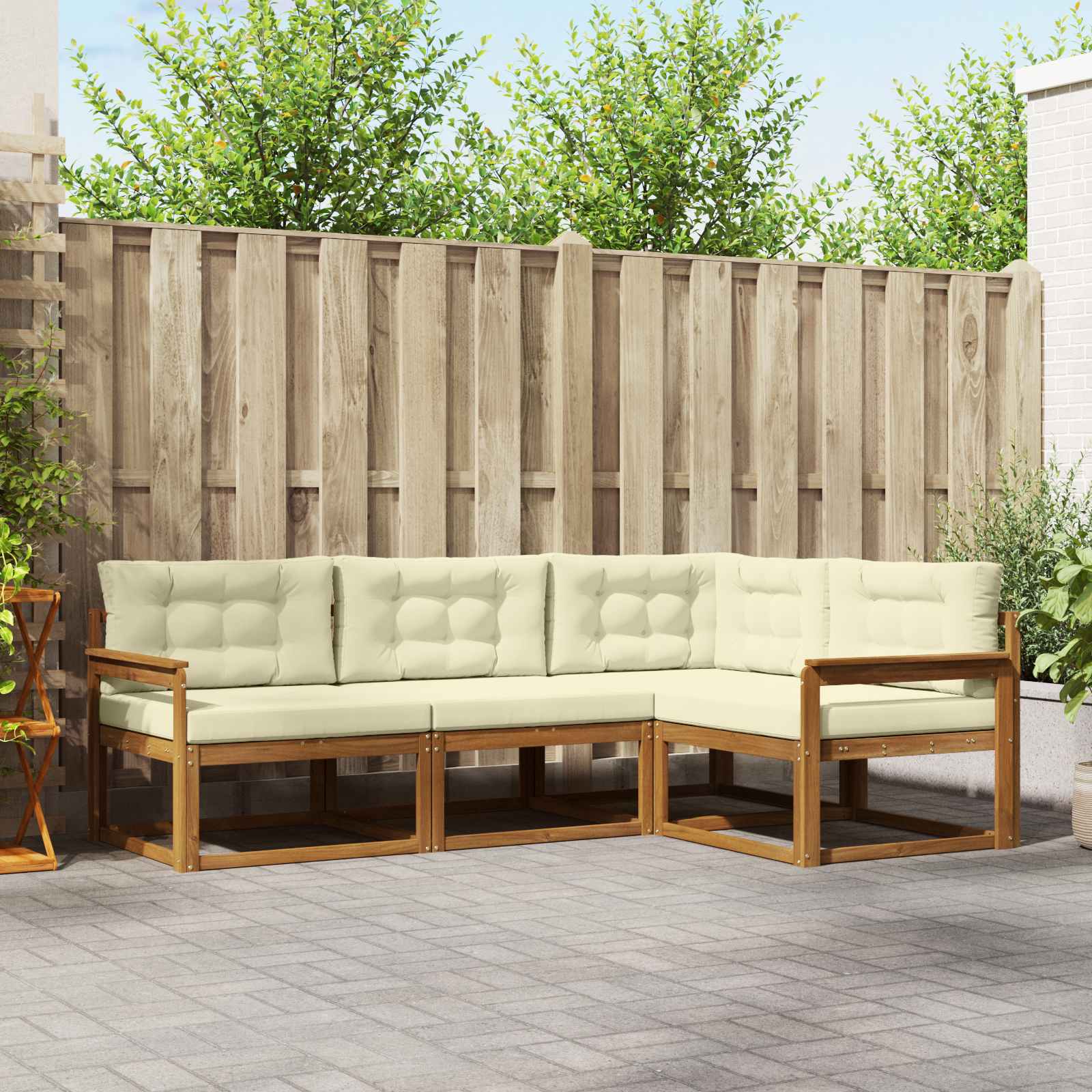 Set vanjskih sofa s jastukom 4 pcs Prirodna i krem