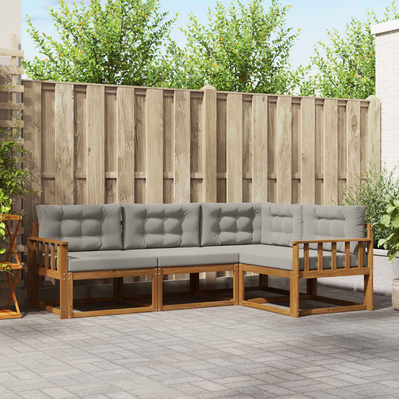 Set vanjskih sofa s jastukom 4 pcs Prirodna i svijetlo siva