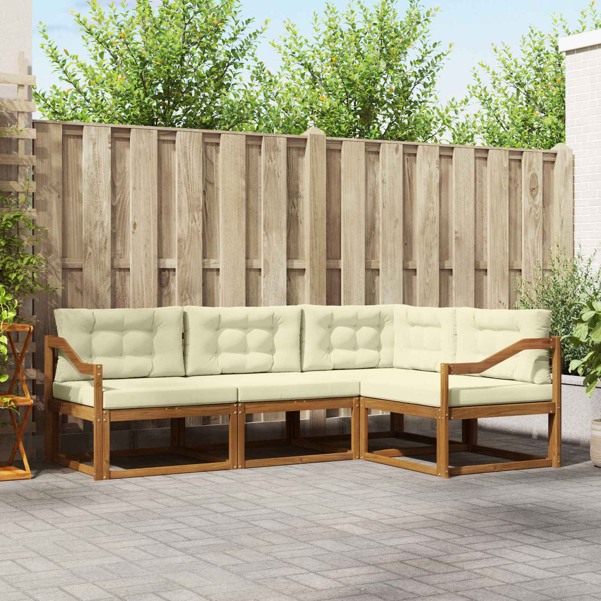 Set vanjskih sofa 4 kom. Prirodna i krem Smeđa 245,5 x 166,5 x 73 cm