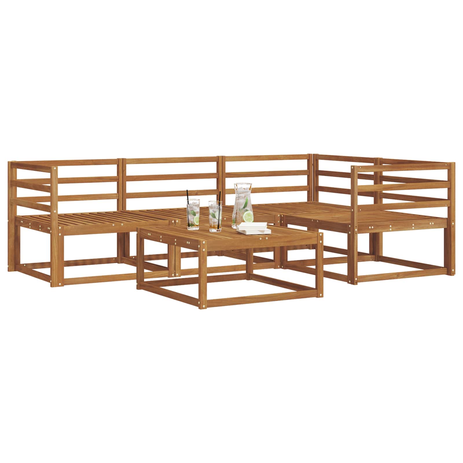 Set vanjskih sofa 5 pcs Prirodna Čvrsto drvo akacije
