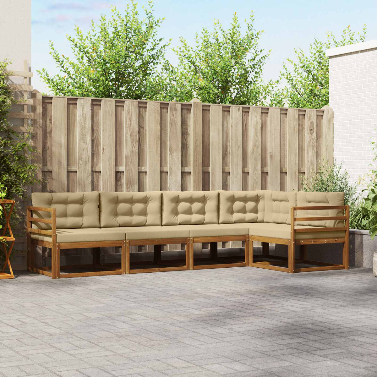 Set vanjskih sofa s jastukom 5 pcs Prirodna i bež