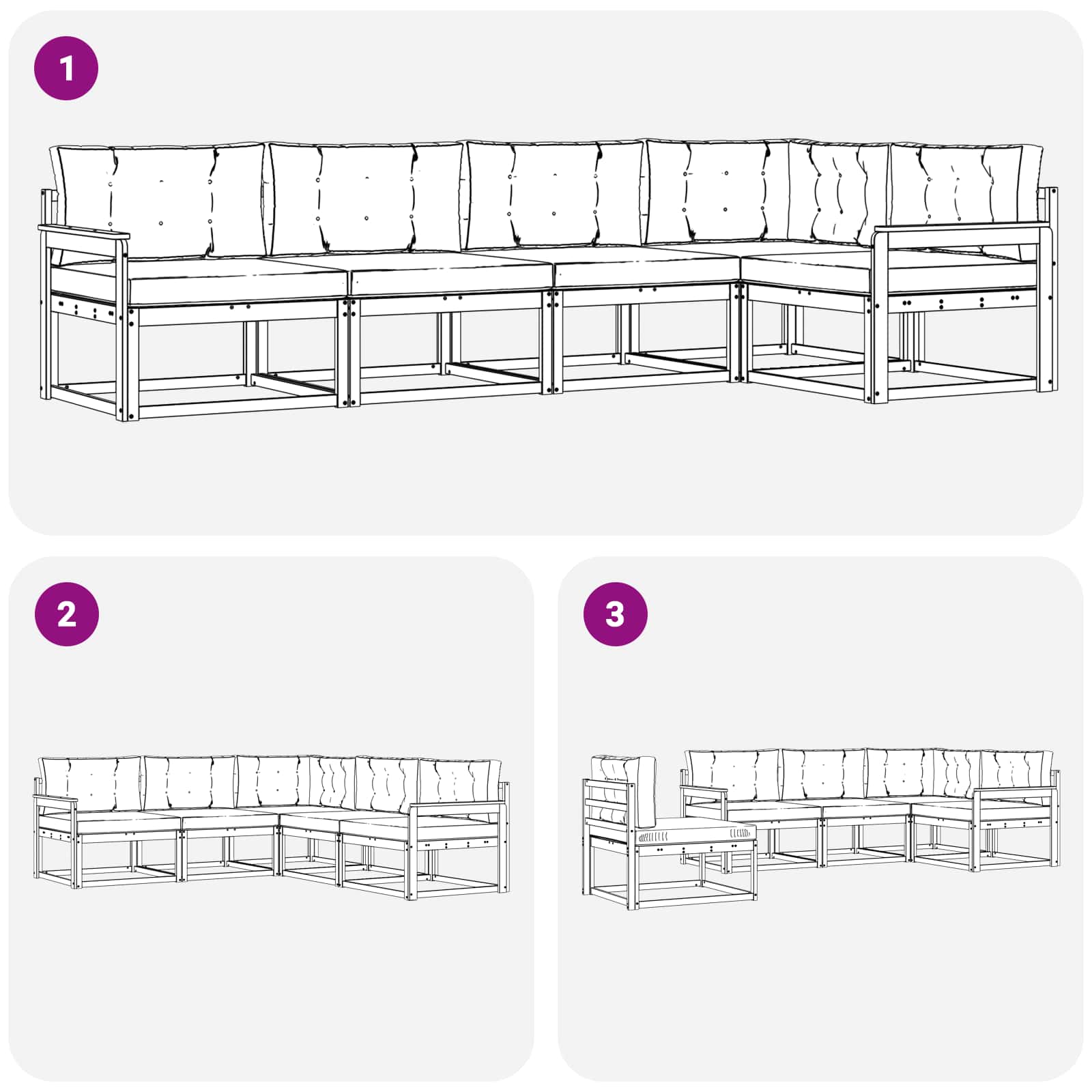 Set vanjskih sofa s jastukom 5 pcs Prirodna i svjetlosiva