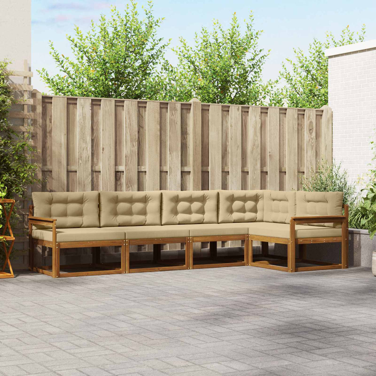 Set vanjskih sofa s jastukom 5 pcs Prirodna i bež