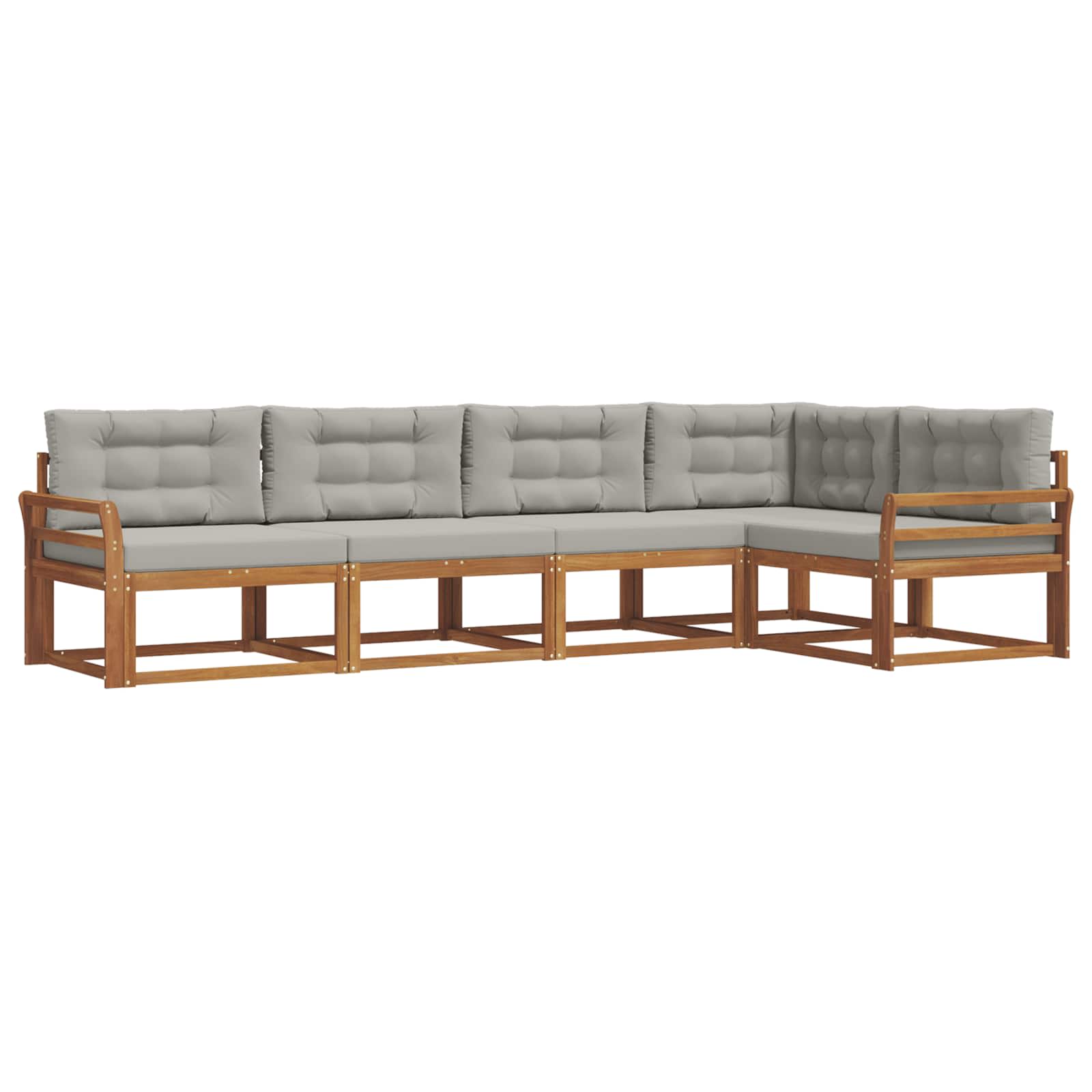 Set vanjskih sofa s jastukom 5 pcs Prirodna i svjetlosiva