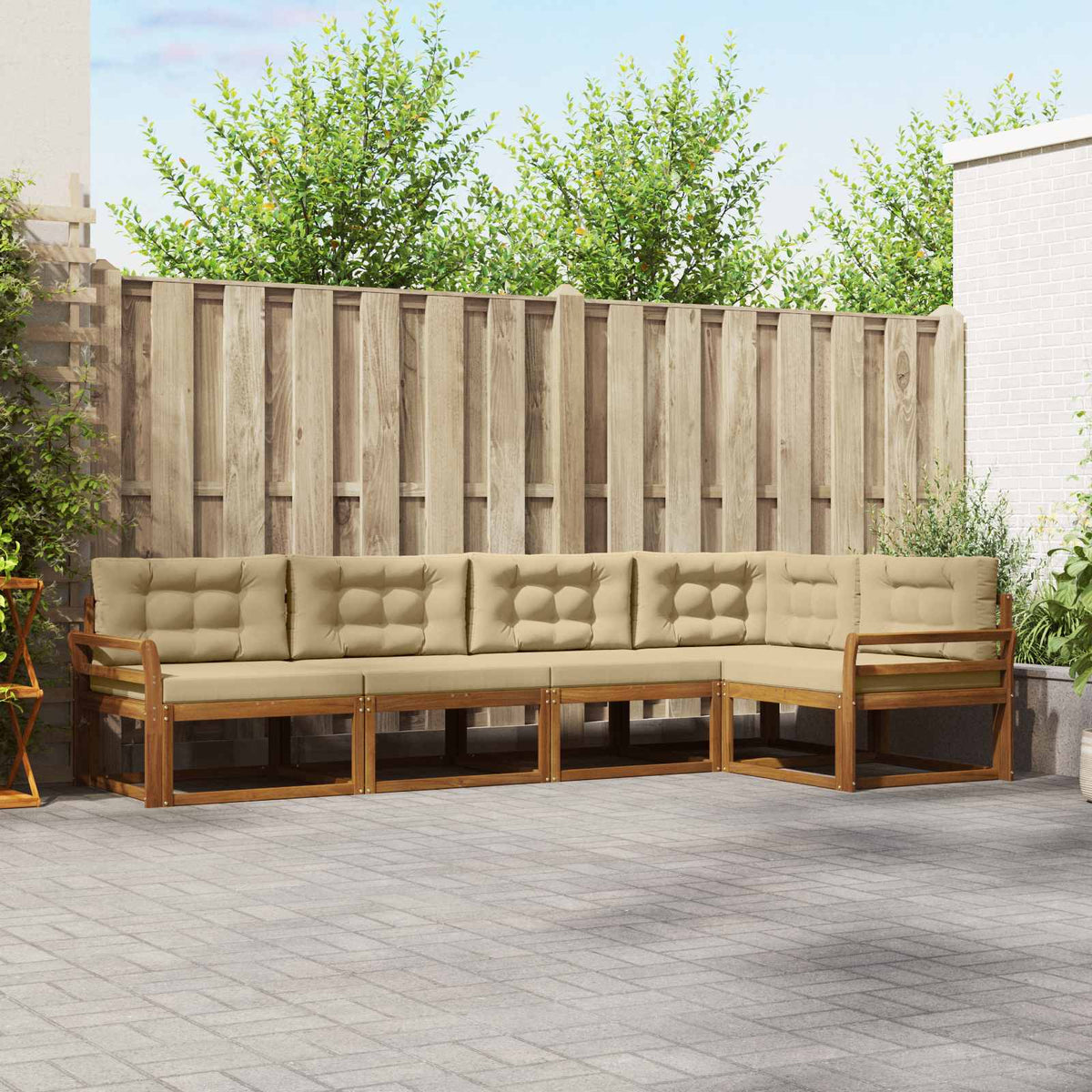 Set vanjskih sofa s jastukom 5 pcs Prirodna i bež