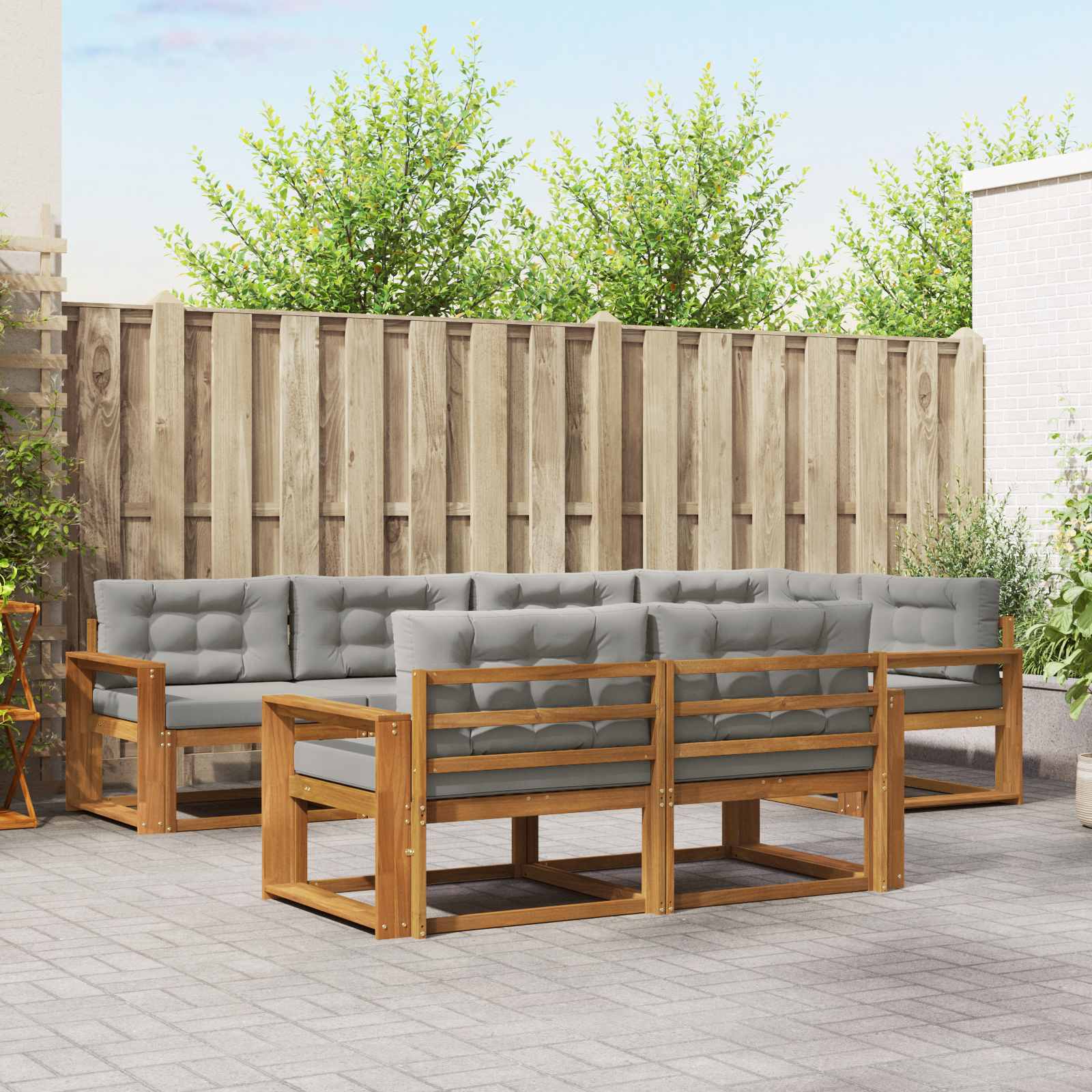 Set vanjskih sofa s jastukom 7 pcs Prirodna i svjetlosiva