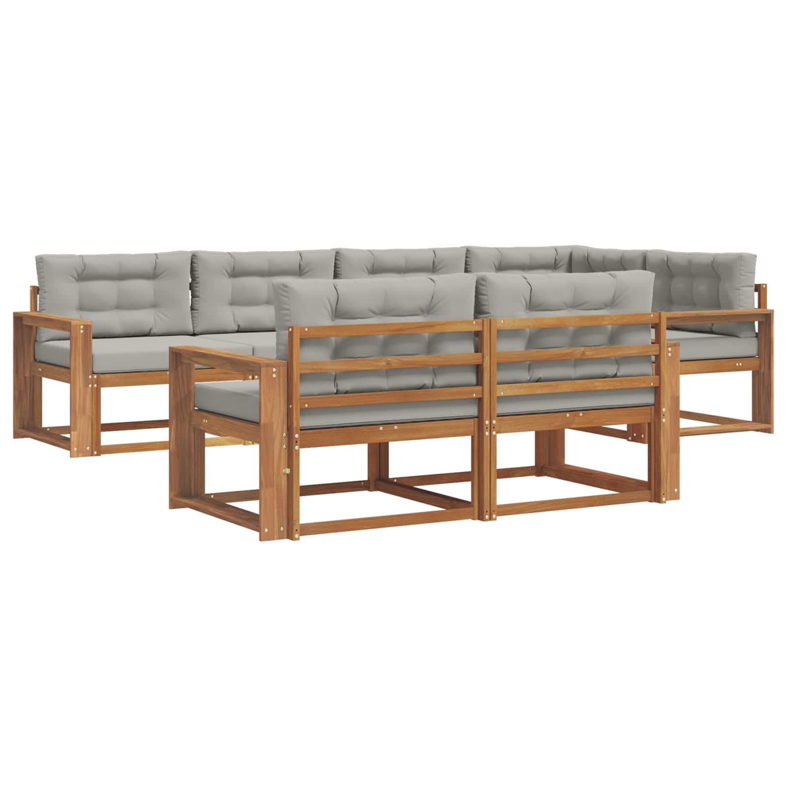 Set vanjskih sofa s jastukom 7 pcs Prirodna i svjetlosiva