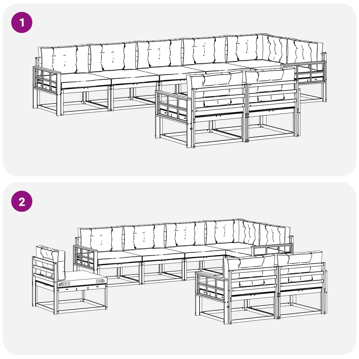 Set vanjskih sofa 8 kom. Prirodna i svjetlosiva