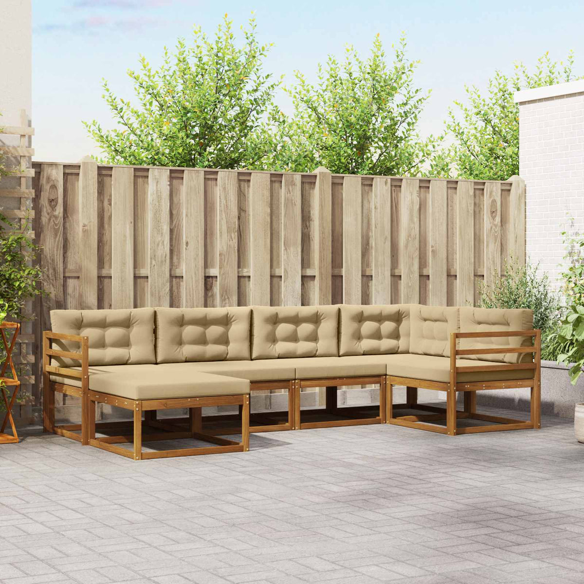 Set vanjskih sofa 6 kom. Prirodna i bež Smeđa 325 x 166,5 x 73 cm