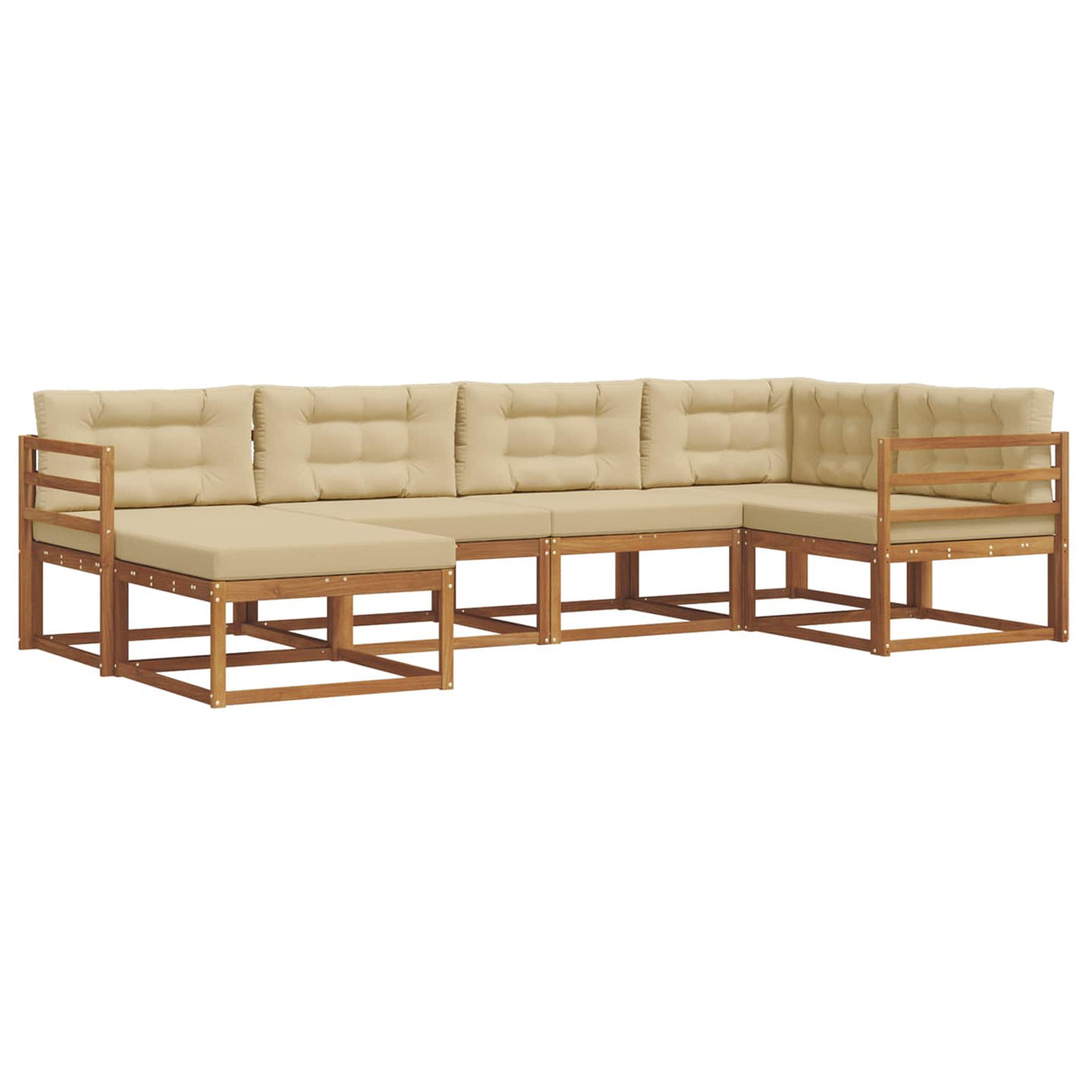 Set vanjskih sofa 6 kom. Prirodna i bež Smeđa 325 x 166,5 x 73 cm