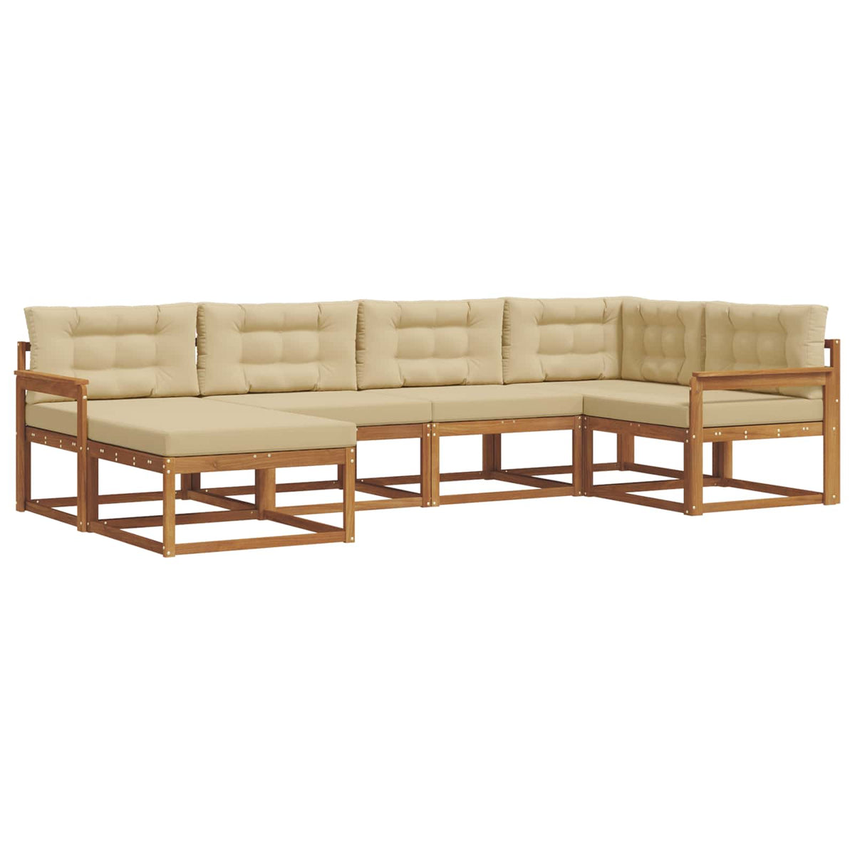 Set vanjskih sofa 6 kom. Prirodna i bež Smeđa 327 x 168,5 x 73 cm