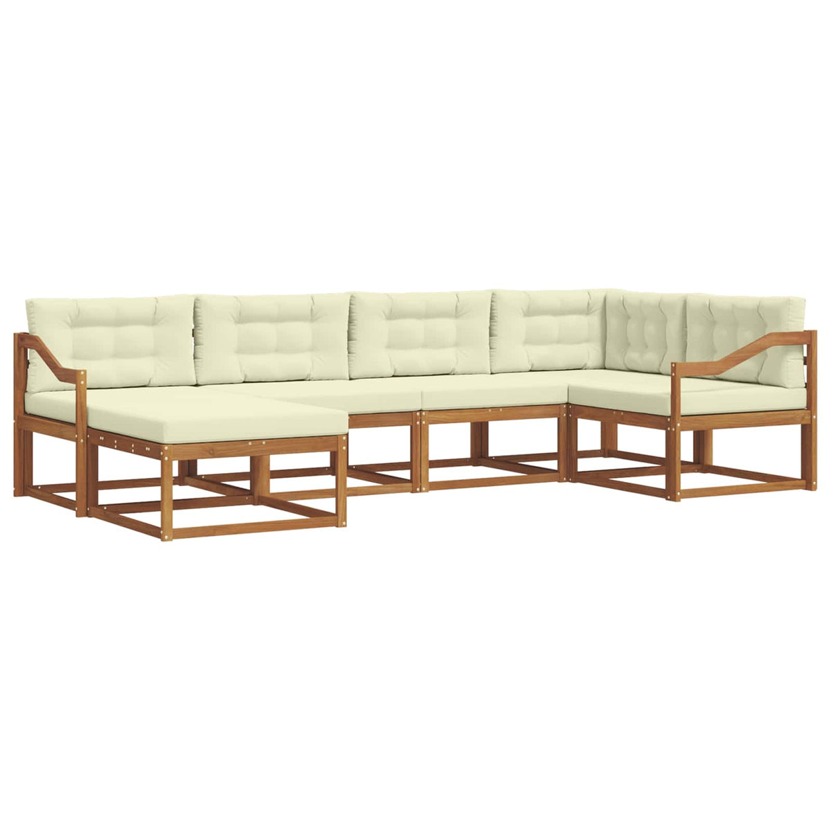 Set vanjskih sofa 6 kom. Prirodna i krem Smeđa 325 x 166,5 x 73 cm