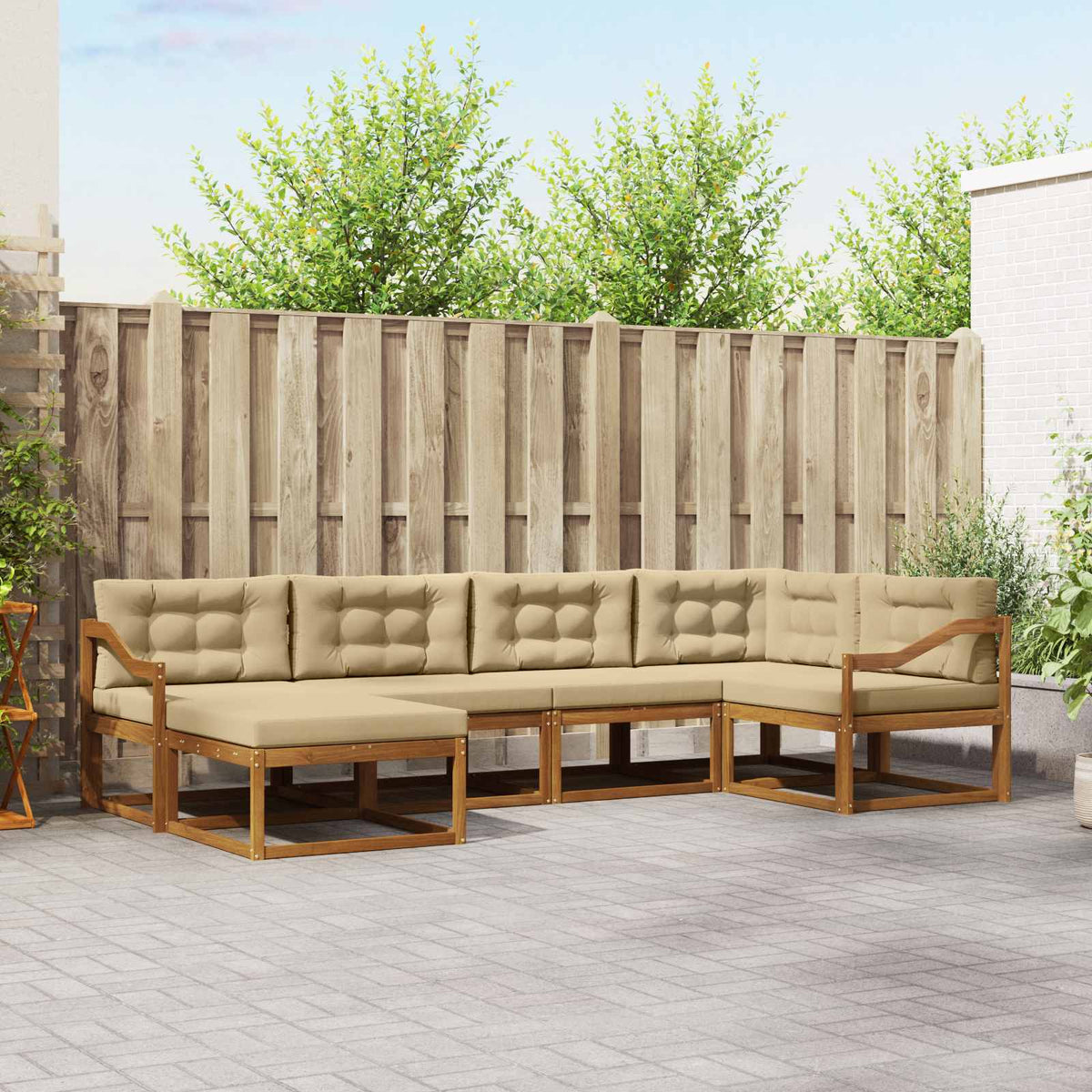 Set vanjskih sofa 6 kom. Prirodna i bež Smeđa 325 x 166,5 x 73 cm