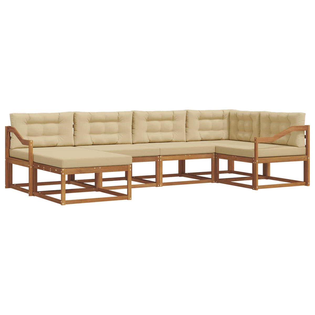 Set vanjskih sofa 6 kom. Prirodna i bež Smeđa 325 x 166,5 x 73 cm