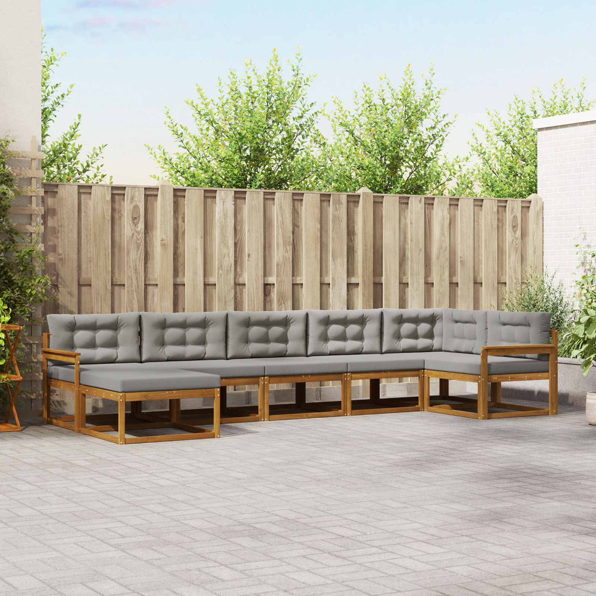 Set vanjskih sofa s jastukom 7 pcs Prirodna i svijetlo siva