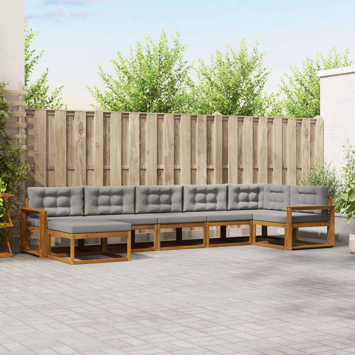 Set vanjskih sofa s jastukom 7 pcs Prirodna i svijetlo siva