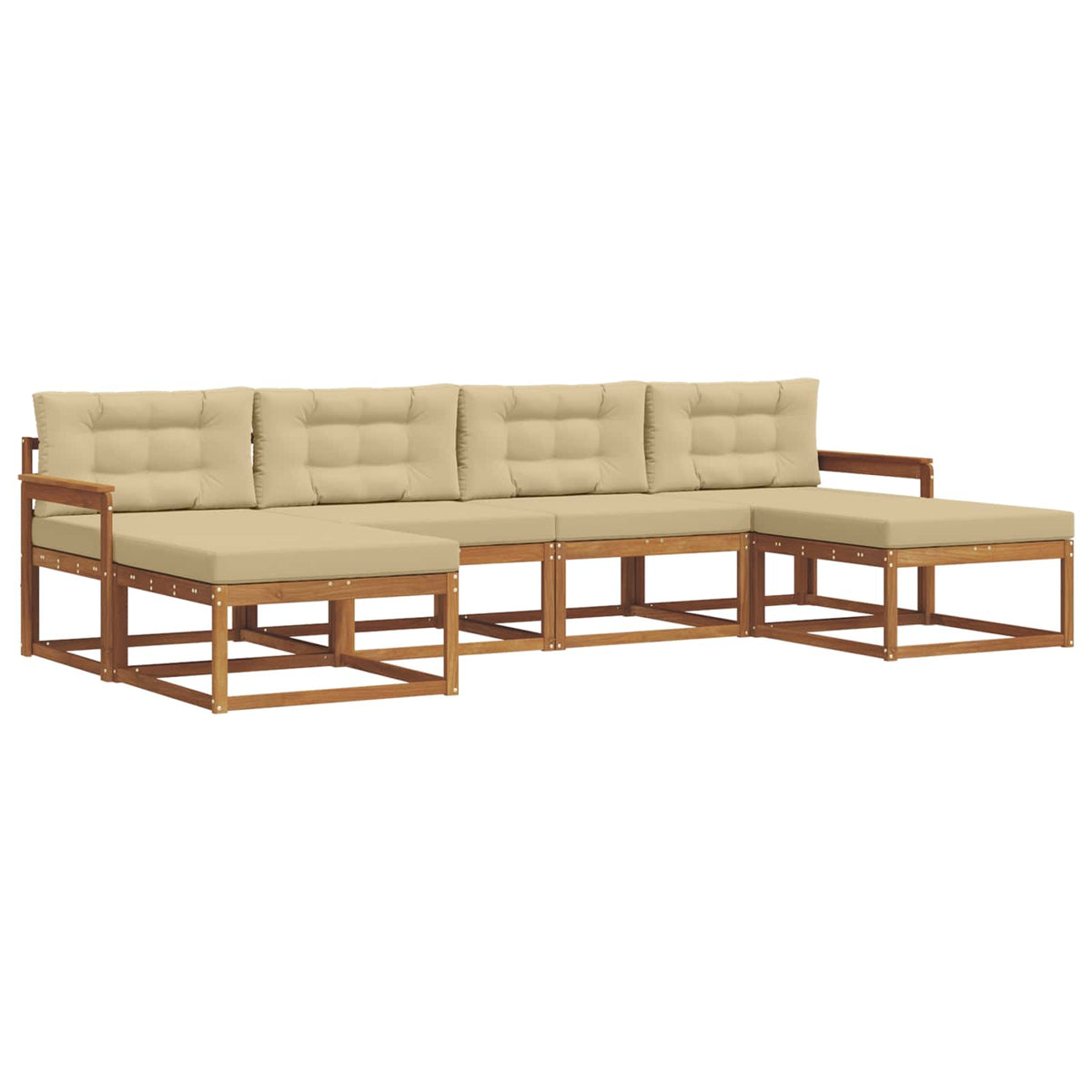 Set vanjskih sofa 6 kom. Prirodna i bež Smeđa 329 x 162,5 x 73 cm
