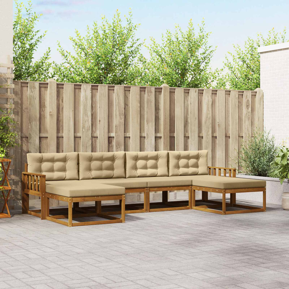 Set vanjskih sofa 6 kom. Prirodna i bež Smeđa 329 x 162,5 x 73 cm