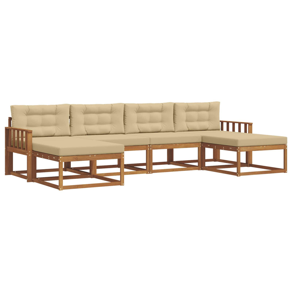 Set vanjskih sofa 6 kom. Prirodna i bež Smeđa 329 x 162,5 x 73 cm