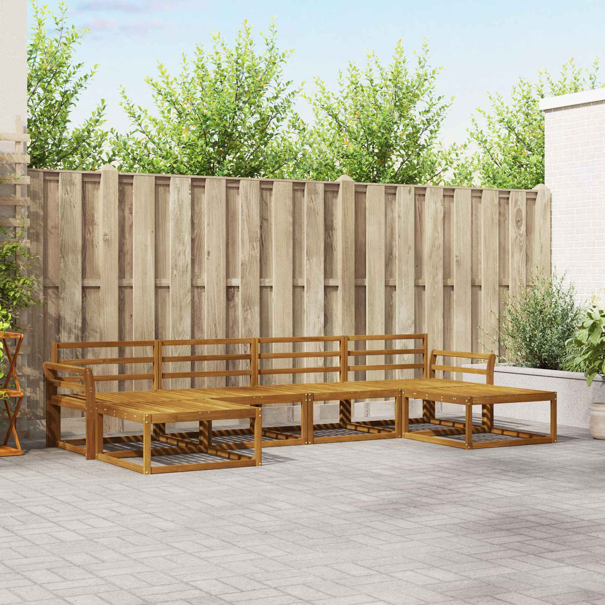 Set vanjskih sofa 6 kom. Prirodna Čvrsto drvo akacije Smeđa 333 x 162,5 x 73 cm