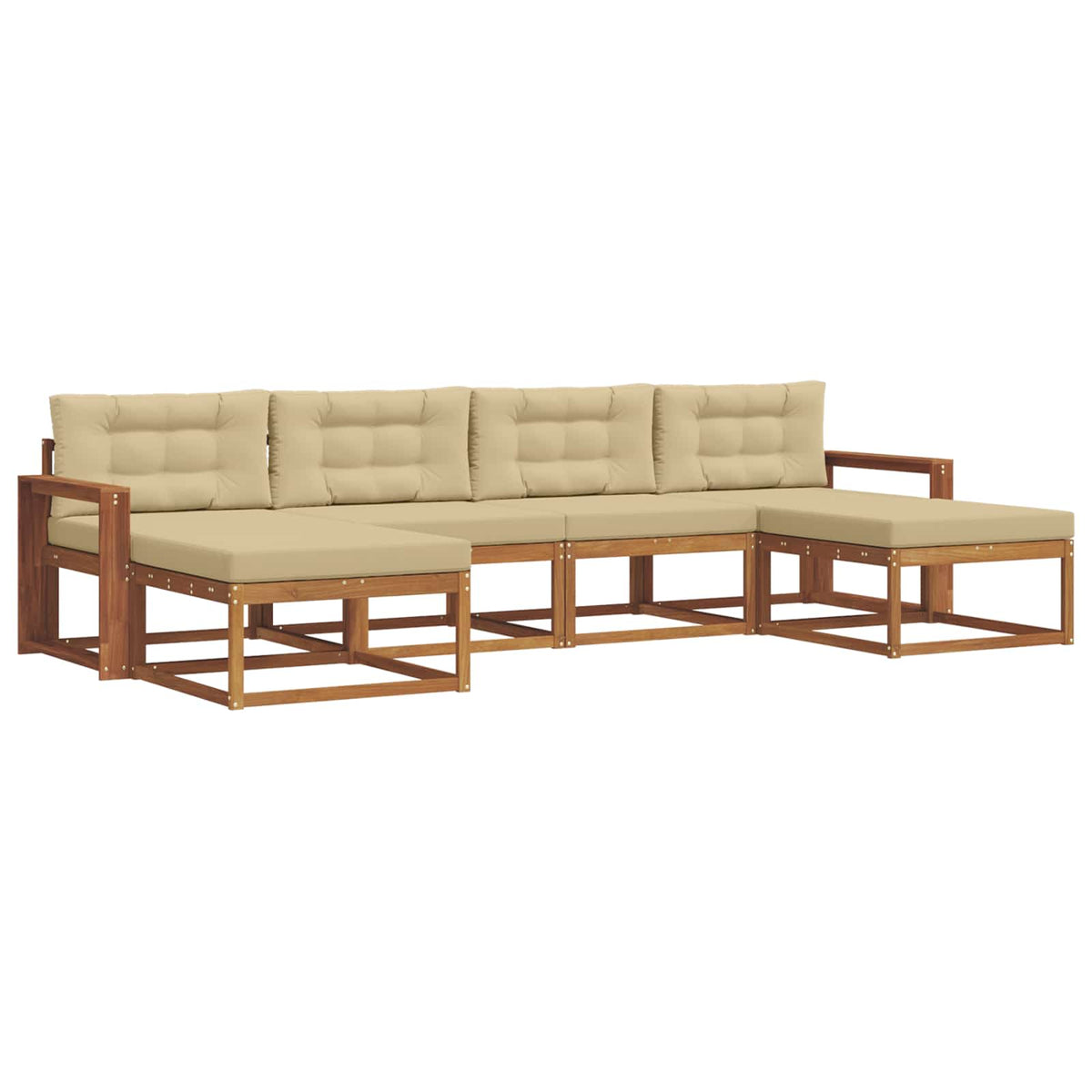 Set vanjskih sofa 6 kom. Prirodna i bež Smeđa 337 x 162,5 x 73 cm