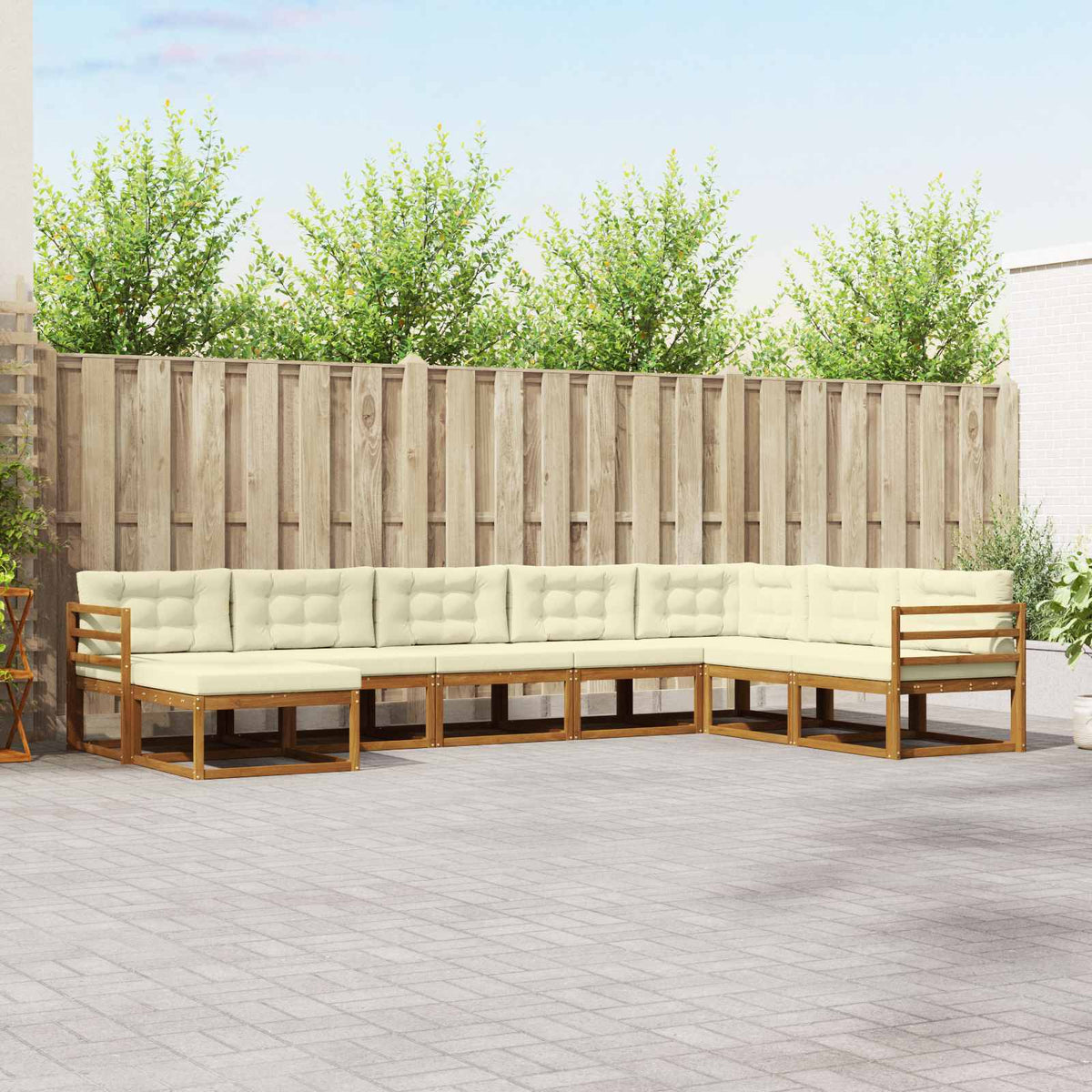 Set vanjskih sofa 8 kom. Prirodna i krem Smeđa 404 x 245,5 x 73 cm
