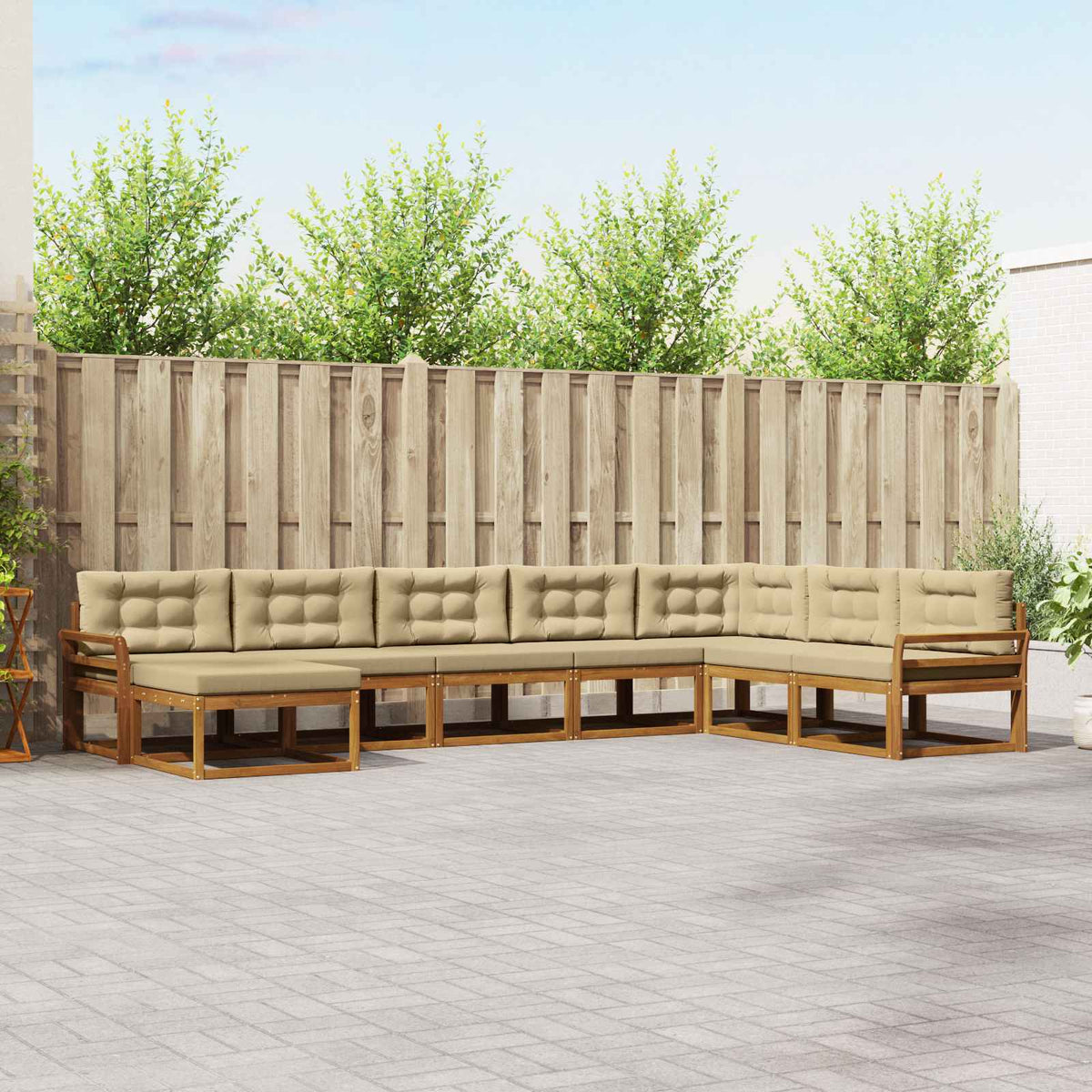 Set vanjskih sofa s jastukom 8 pcs Prirodna i bež