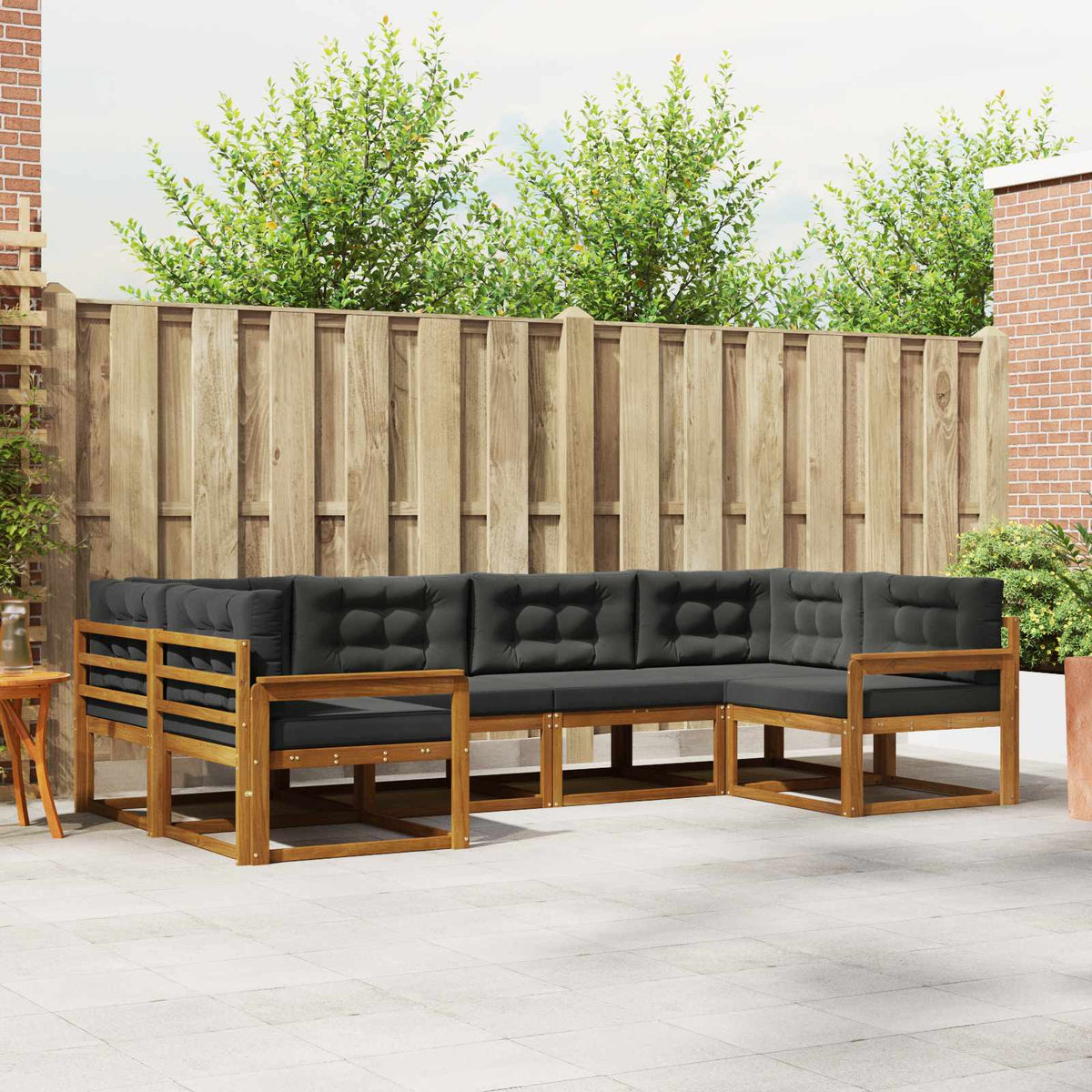 Set vanjskih sofa 6 kom. Prirodna i antracit Smeđa 325 x 168,5 x 73 cm