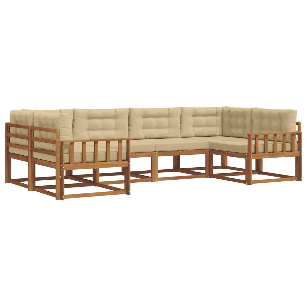 Set vanjskih sofa 6 kom. Prirodna i bež Smeđa 325 x 168,5 x 73 cm