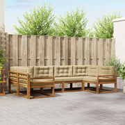 Set vanjskih sofa 6 kom. Prirodna i bež Smeđa 325 x 170,5 x 73 cm