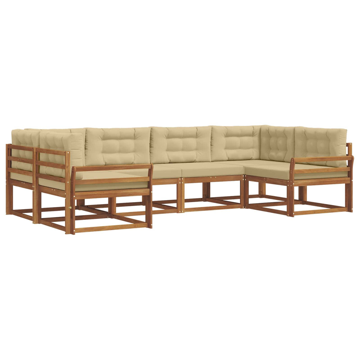 Set vanjskih sofa 6 kom. Prirodna i bež Smeđa 325 x 170,5 x 73 cm