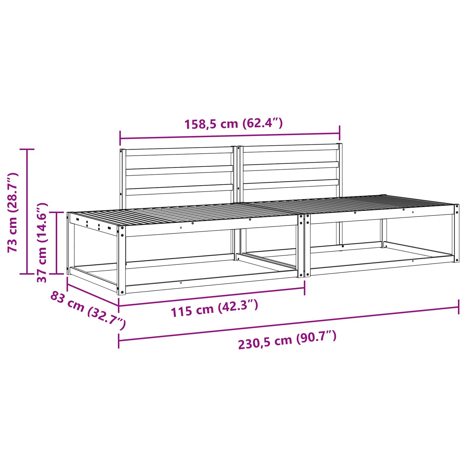 Set vanjskih sofa Prirodna Čvrsto drvo akacije